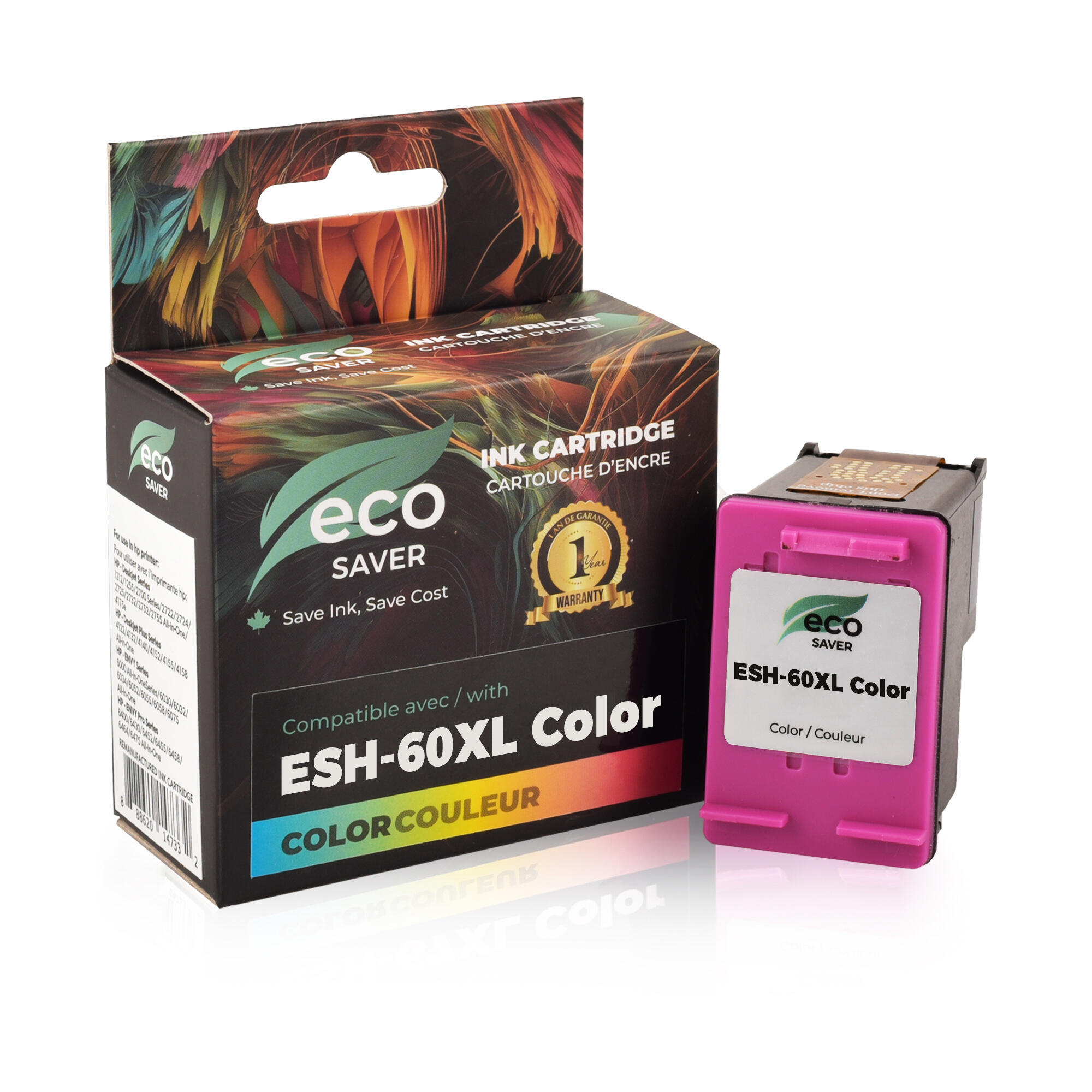 Remanufactured HP 60XL CC644WN Color Ink Cartridge High Yield - Eco-saver