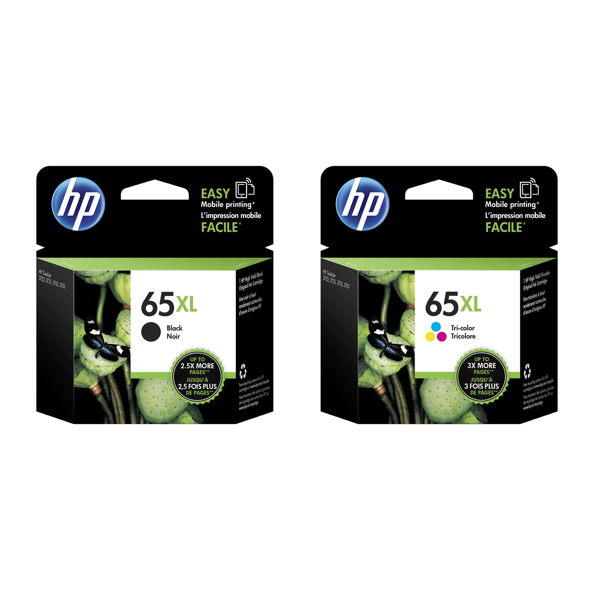 HP 65XL N9K04AN N9K03AN Original Black and Color Ink Cartridge Combo High Yield