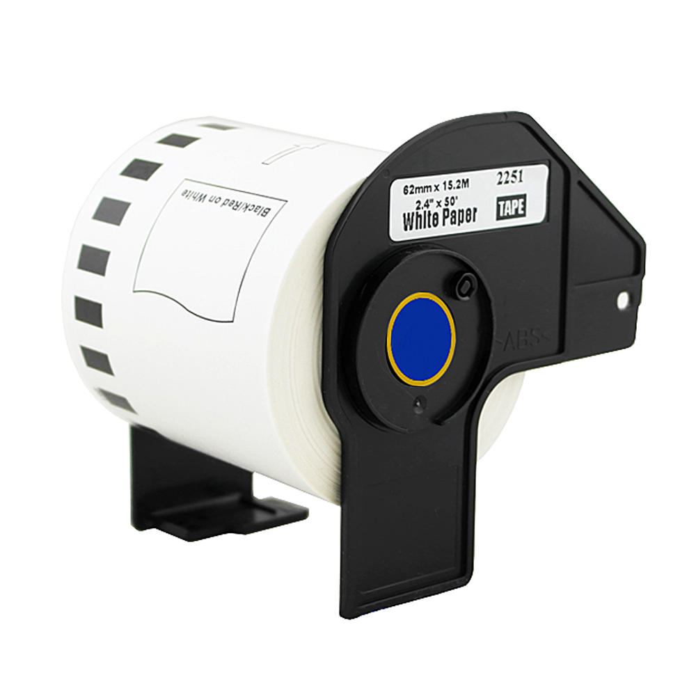 Brother DK2251 Continuous Label Roll, 2.4" x 50ft, Black/Red on White, Compatible