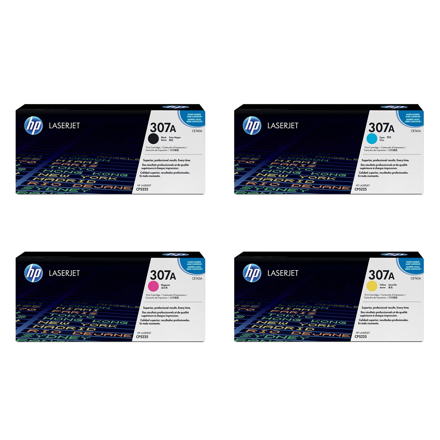 HP 307A CE740A CE741A CE742A CE743A Original Toner Cartridge Combo BK/C/M/Y