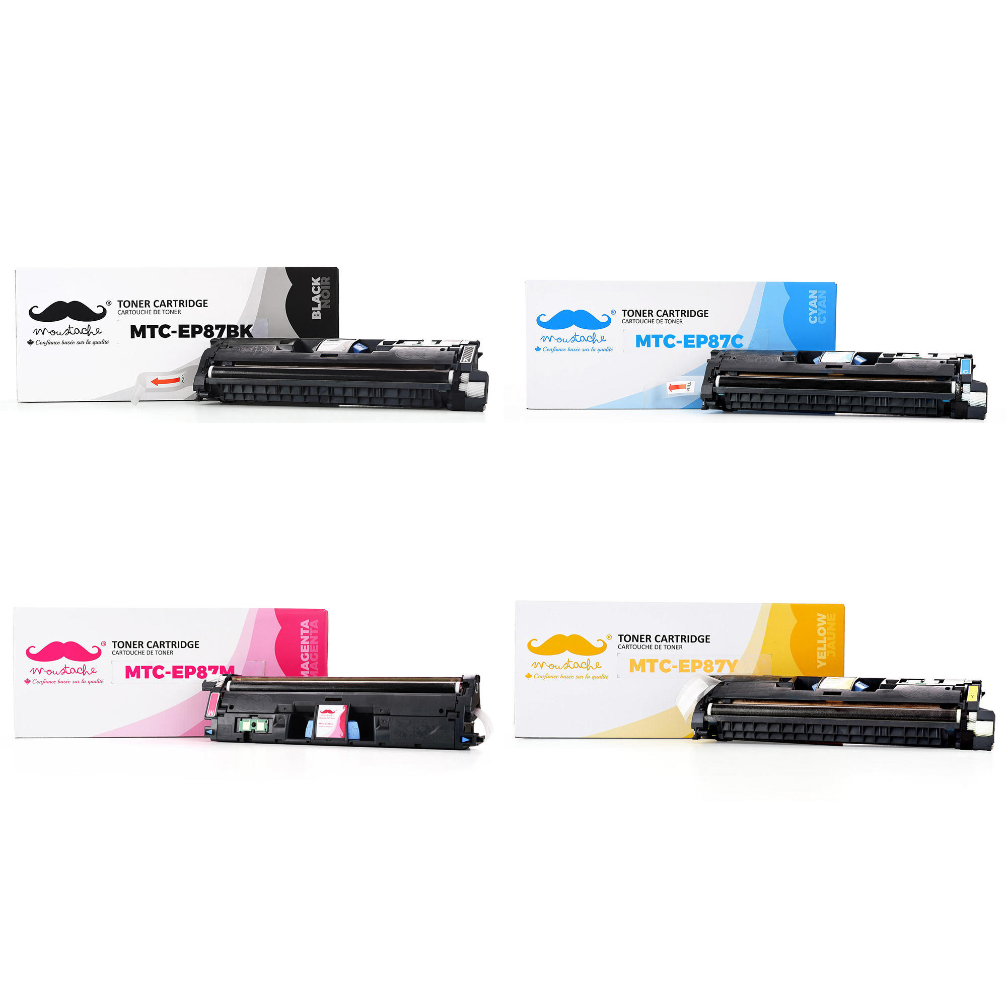 Remanufactured Canon EP87BK EP87C EP87M EP87Y Toner Cartridge Combo BK/C/M/Y - Moustache®