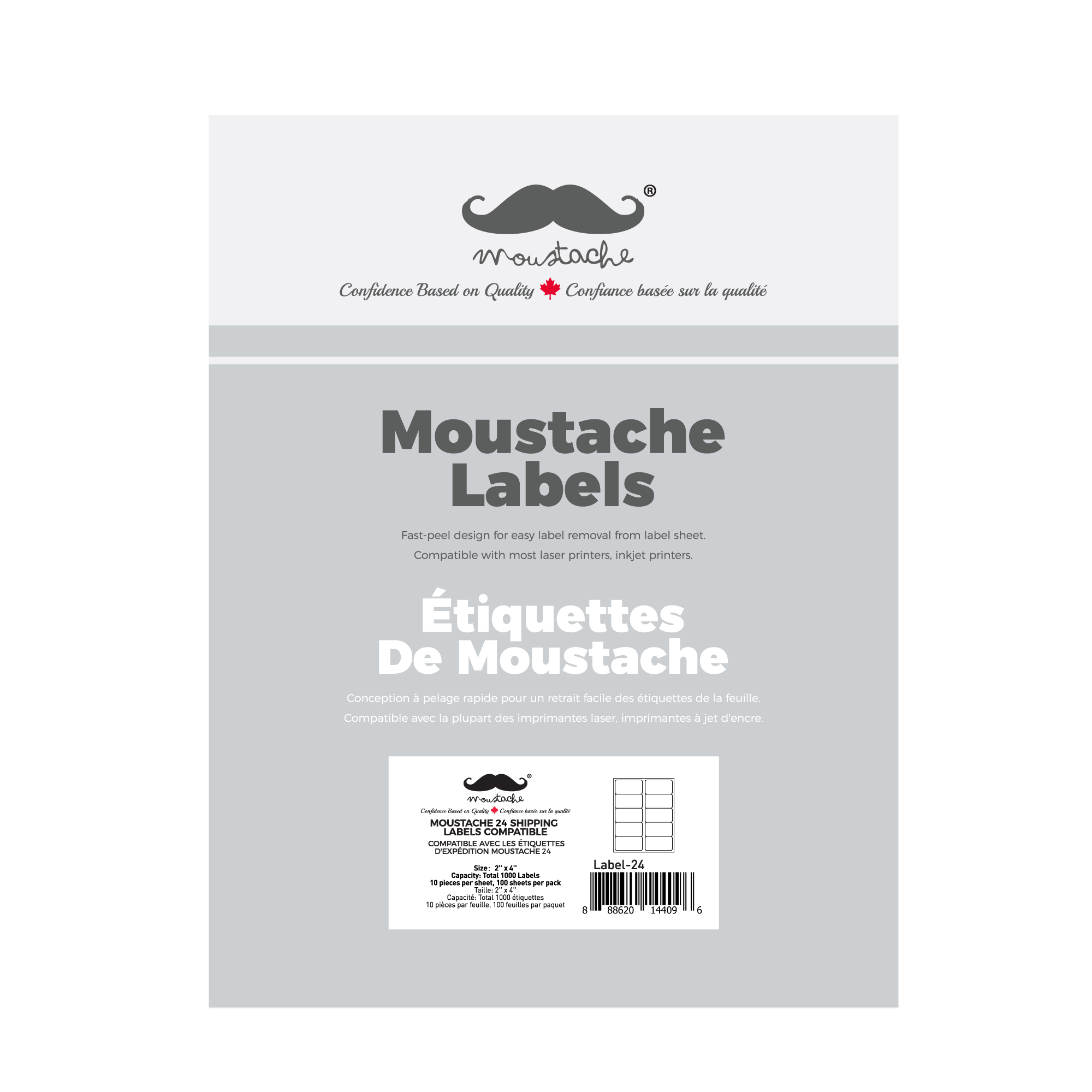 Shipping Labels 2" x 4", Compatible, 1000 Labels - Moustache®