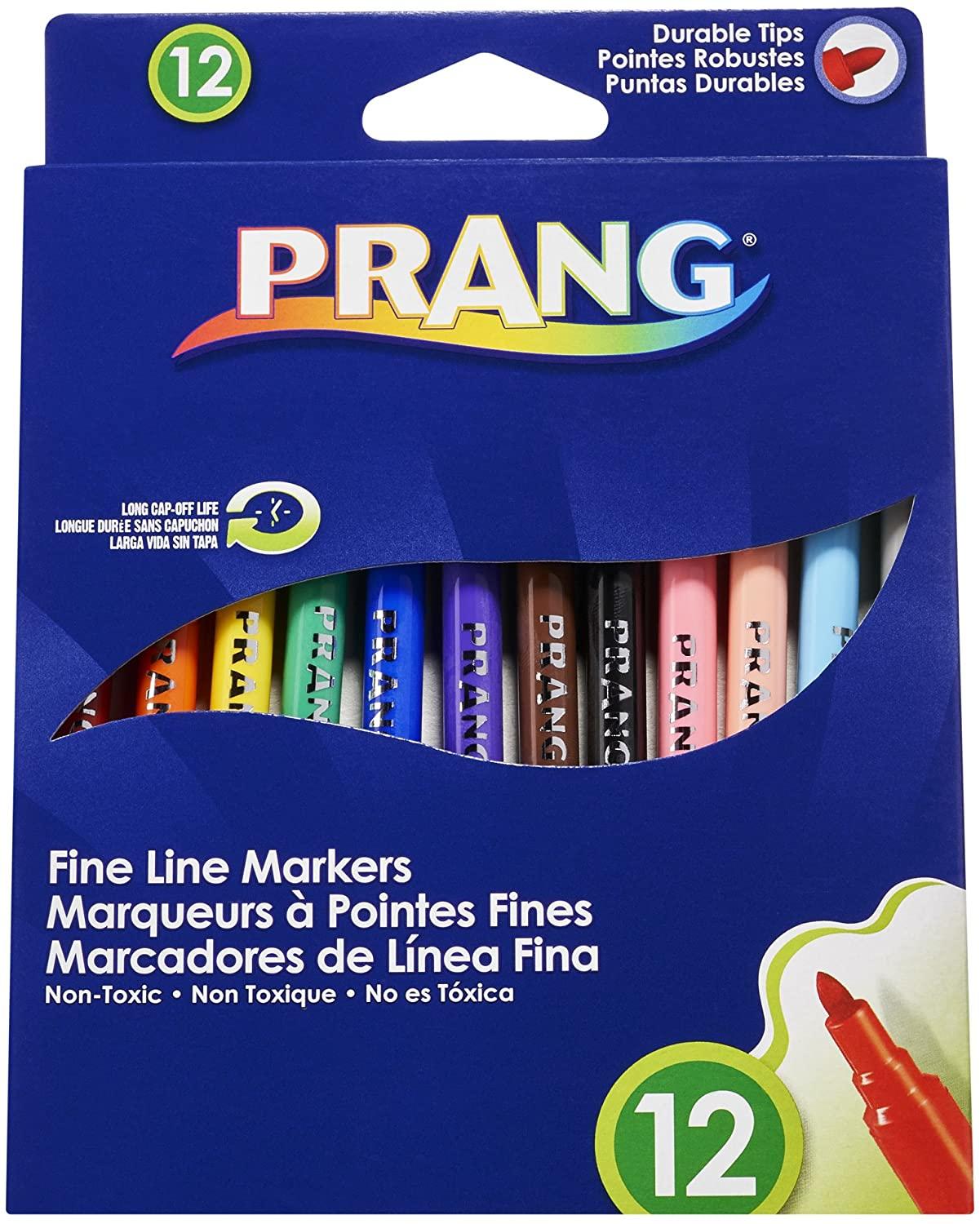Prang Fine Line Markers, Washable, Set of 12 and 24 Markers, Assorted Colors