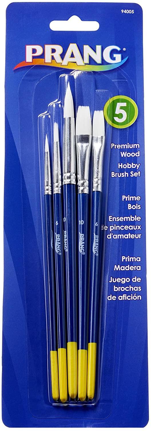 Prang Hobby Paint Brush Set, 5 Assorted Brush Sizes, Washable, non-toxic
