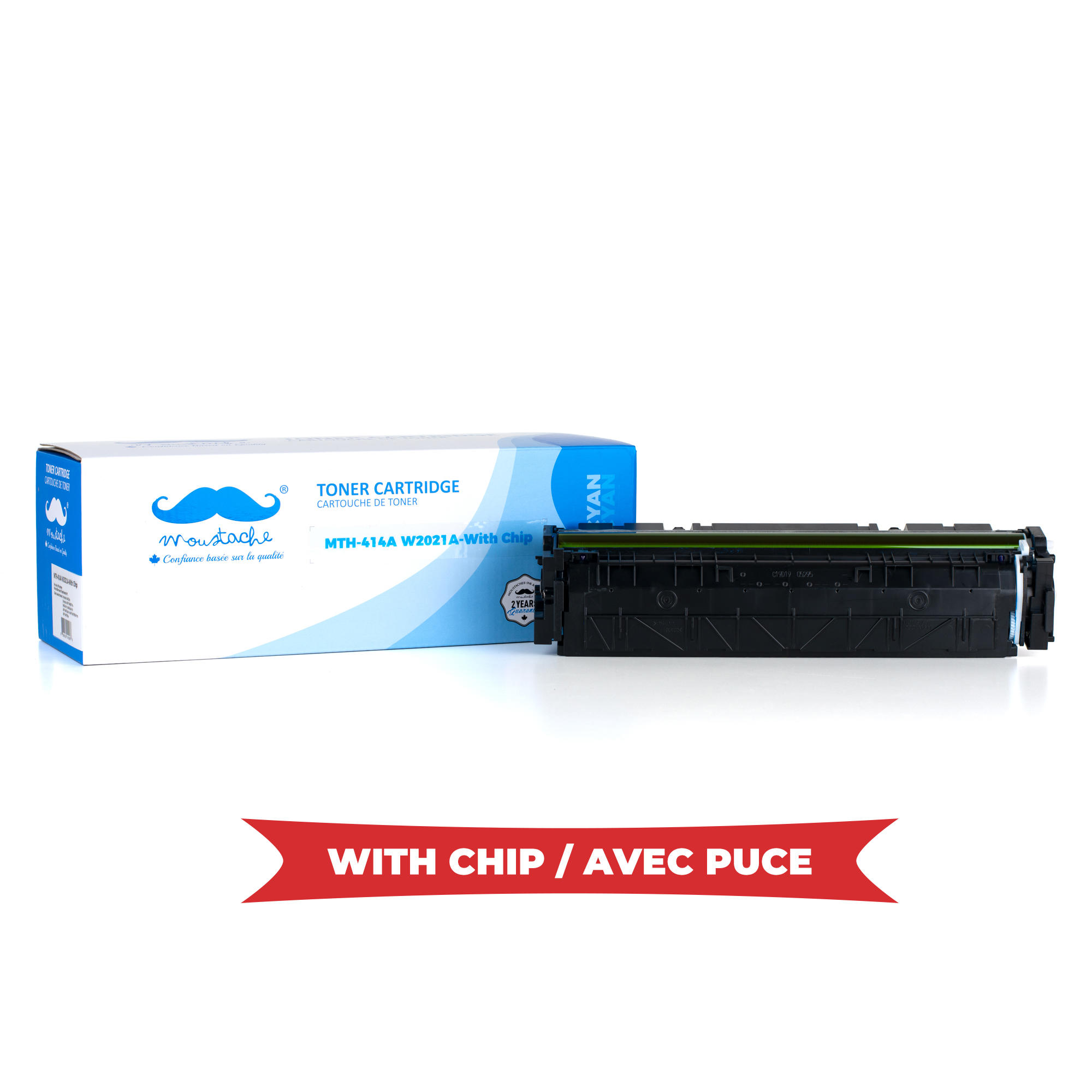 Compatible HP 414A W2021A Cyan Toner Cartridge - With Chip - Moustache®