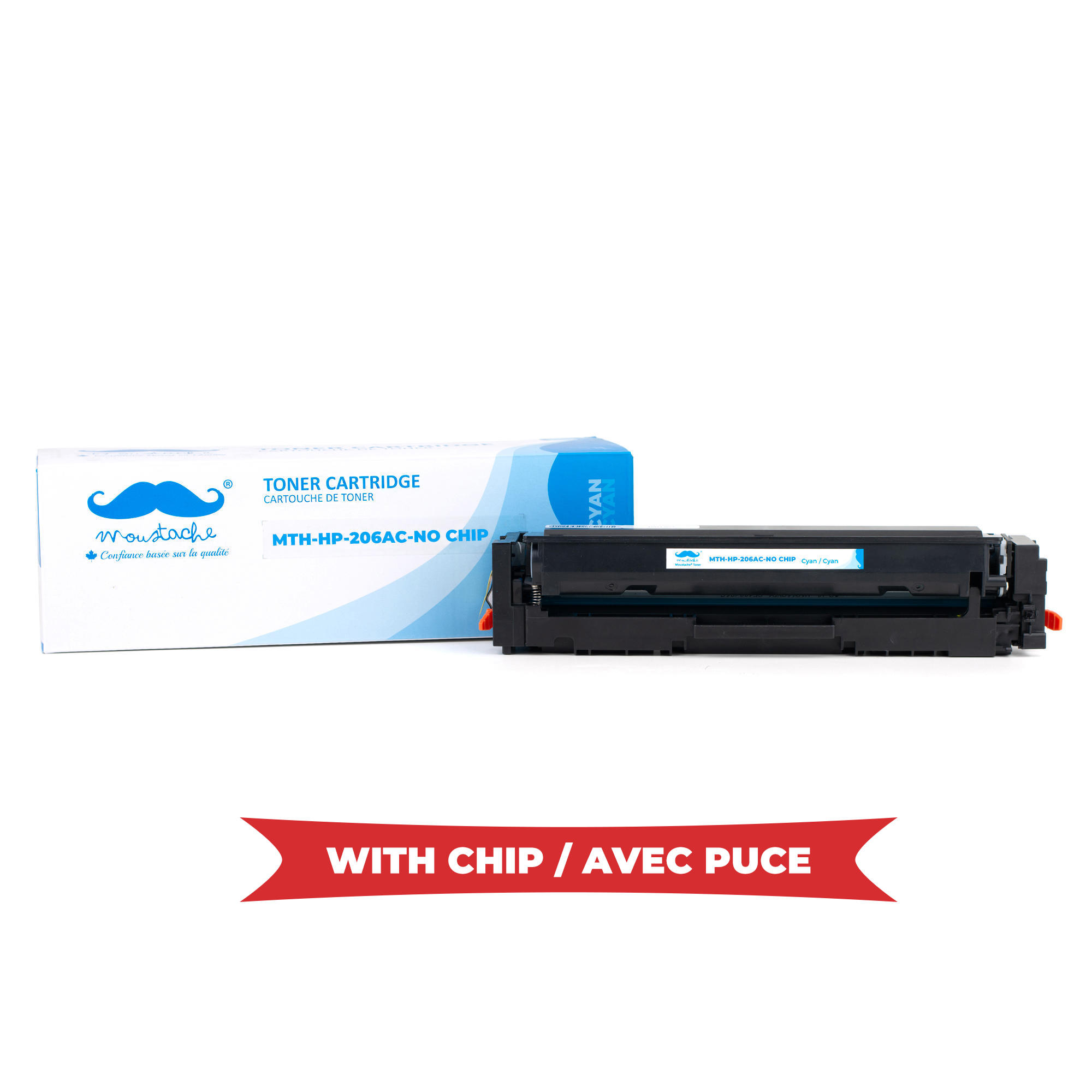 Compatible HP 206A W2111A Cyan Toner Cartridge - With Chip - Moustache®