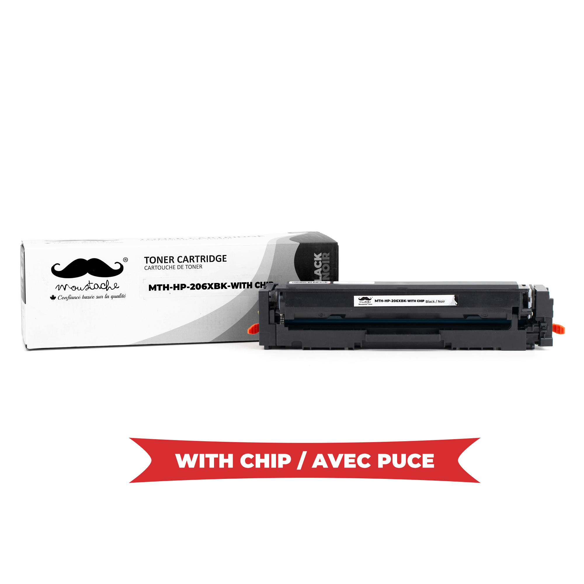 Compatible HP 206X W2110X Black Toner Cartridge High Yield - With Chip - Moustache®