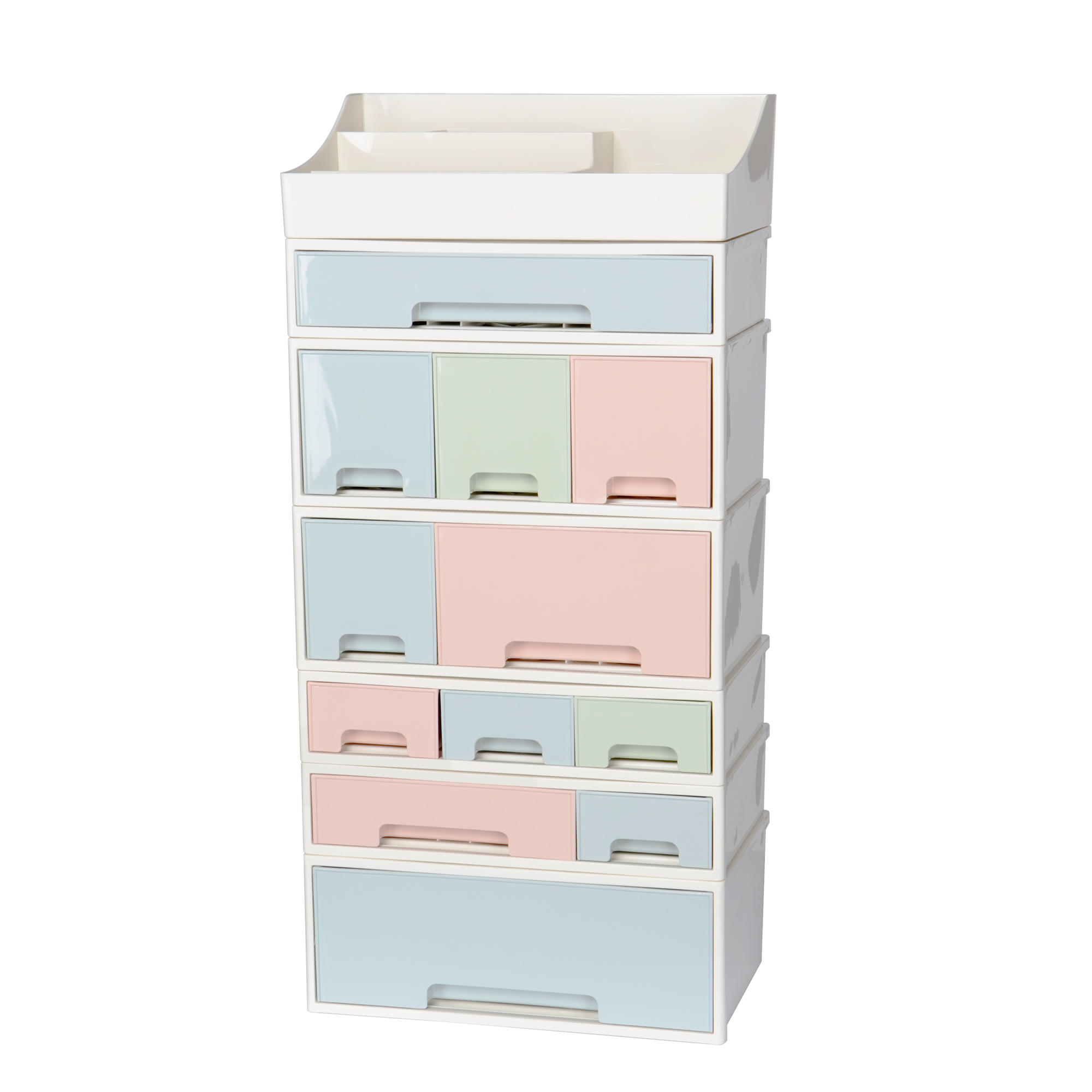 Storage Organizer Bundle, Stackable & Removable, 7-in-1, Pastel Colors