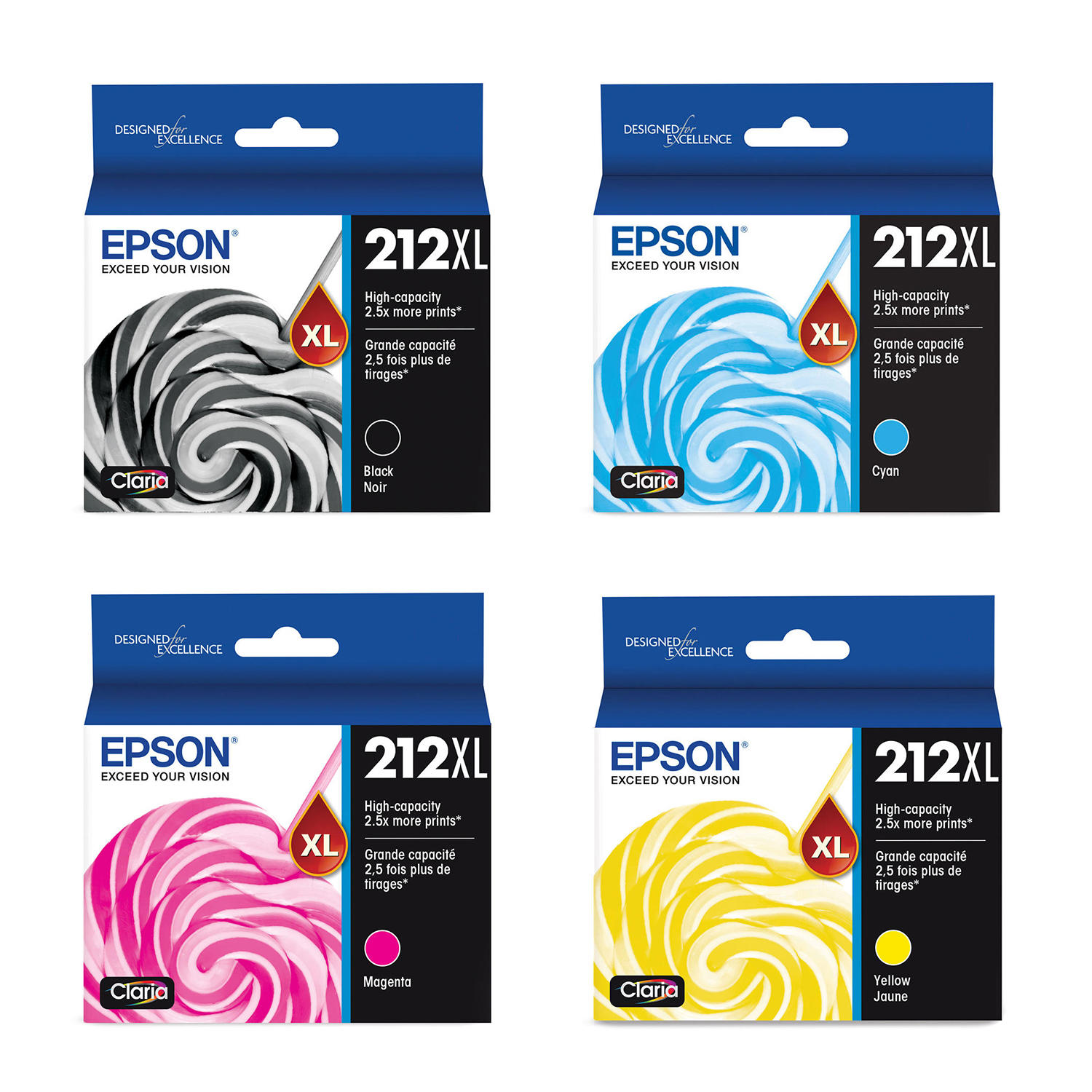 Epson 212XL T212XL Original Ink Cartridge Combo High Yield BK/C/M/Y