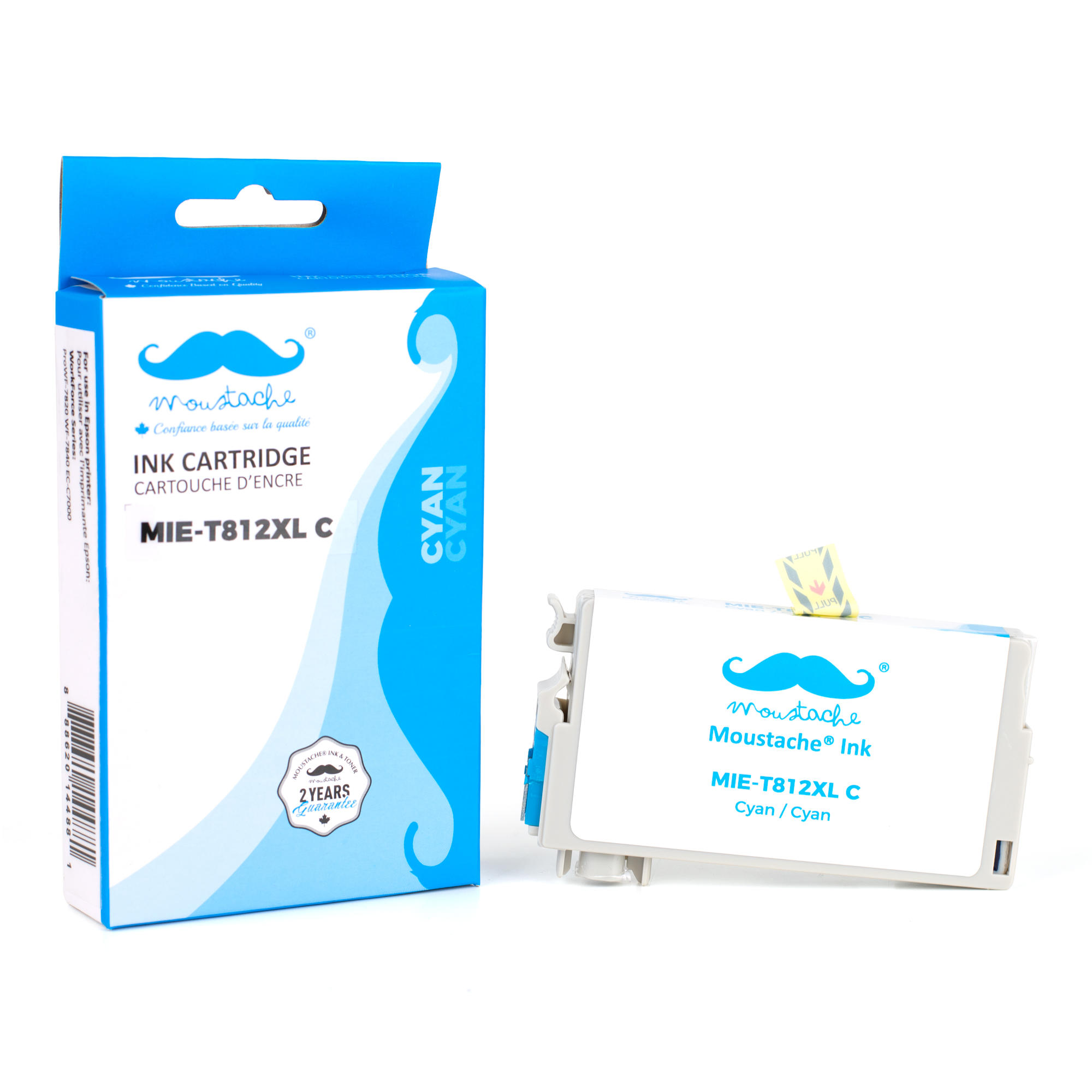 Epson T812XL T812XL220-S Compatible Cyan Ink Cartridge High Yield - Moustache®