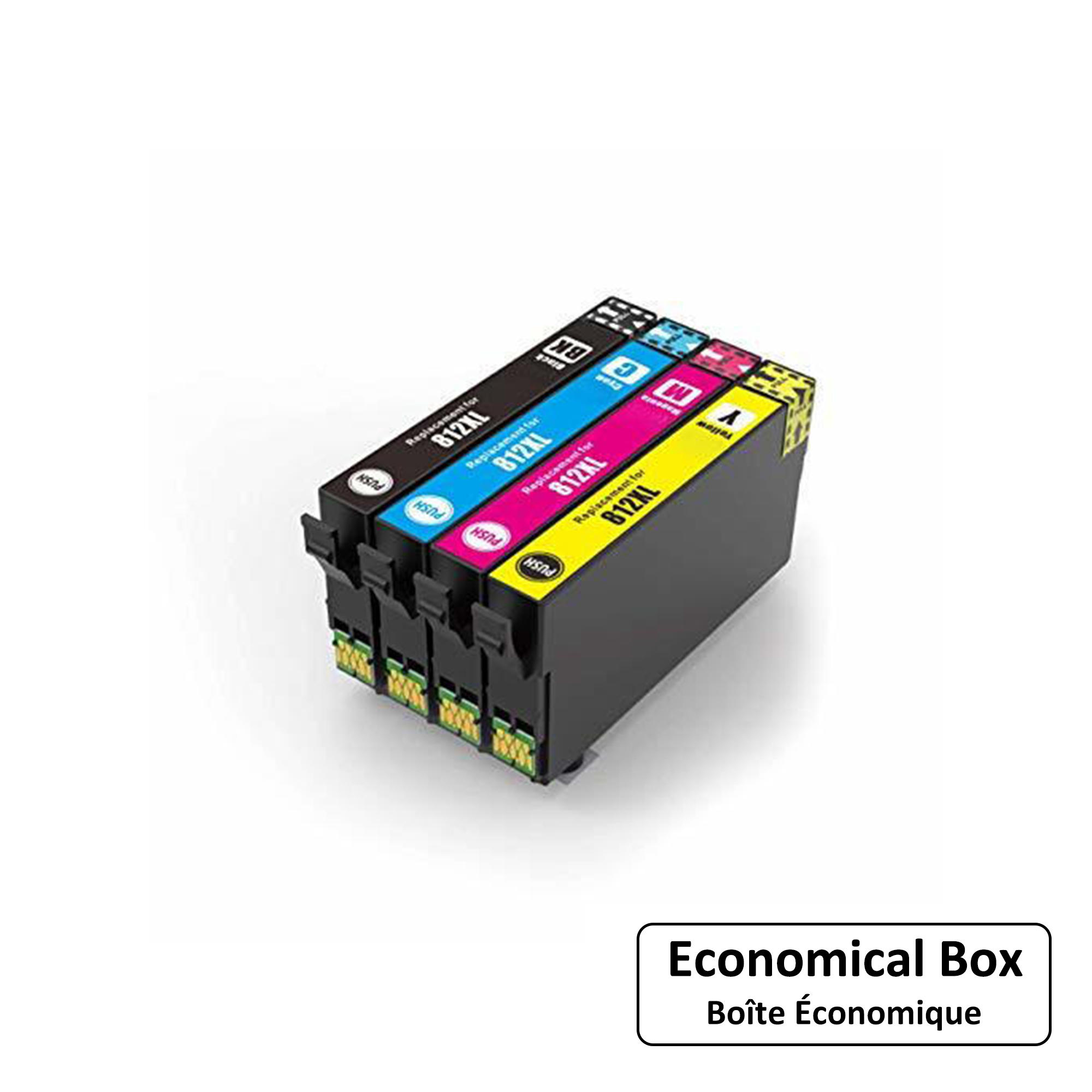 Epson T812XL Remanufactured Ink Cartridge Combo High Yield BK/C/M/Y - Economical Box