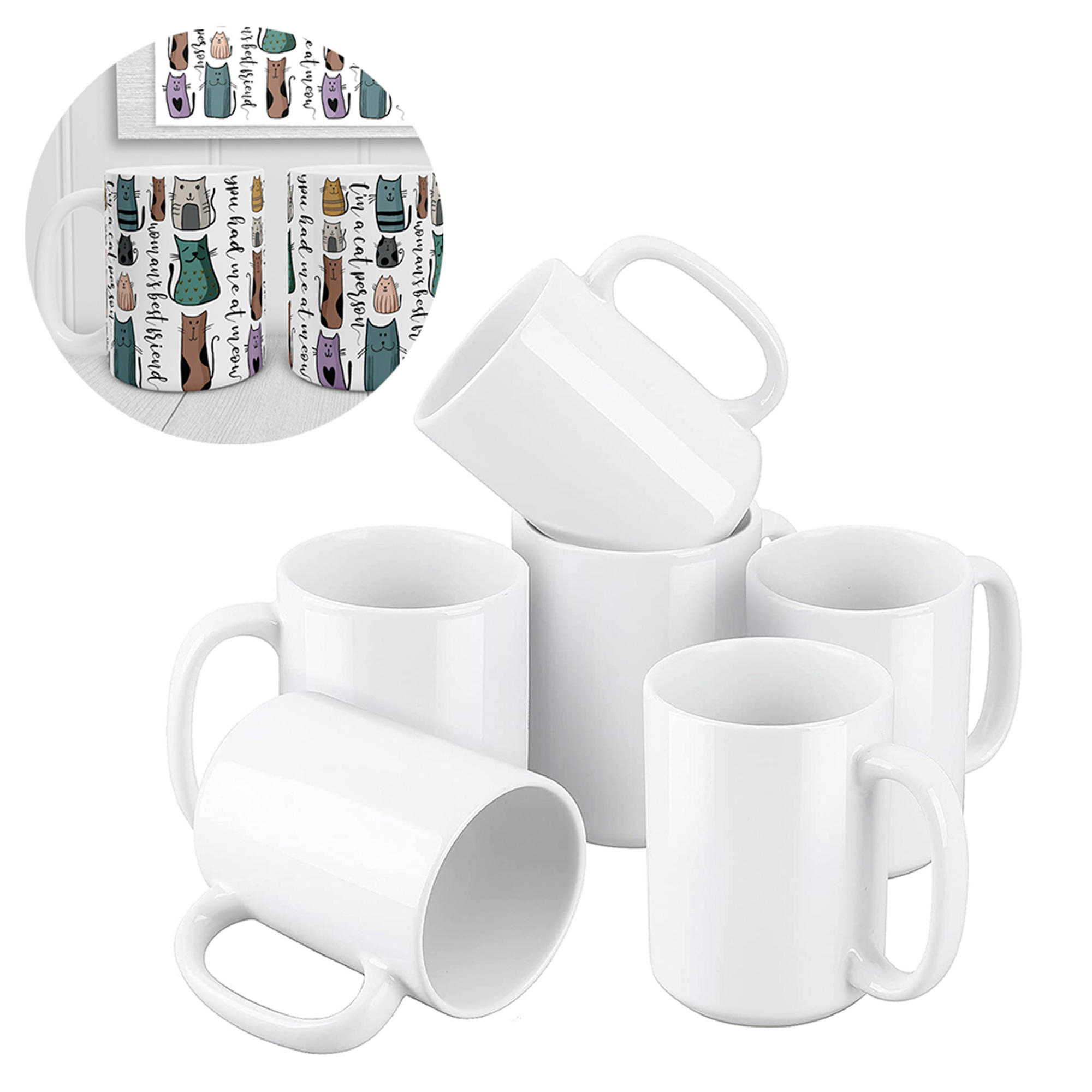 Professional Grade Stoneware Mug, Sublimation Series, Ivory White, 15OZ