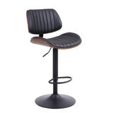 Industrial Swivel Upholstered Bar Stools with Backs & Foot Ring, Adjustable Height - Moustache®