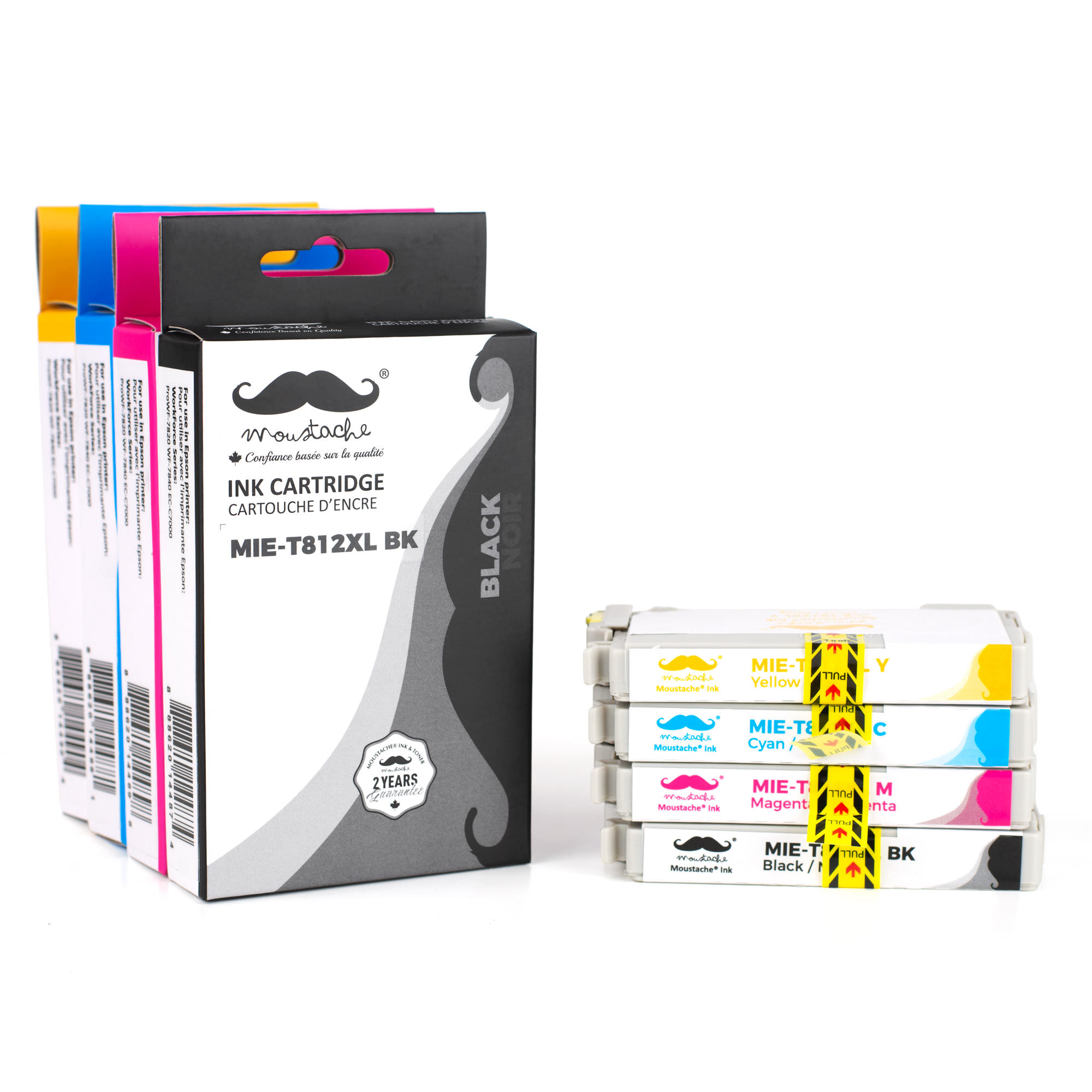 Epson T812XL Compatible Ink Cartridge Combo High Yield BK/C/M/Y - Moustache®