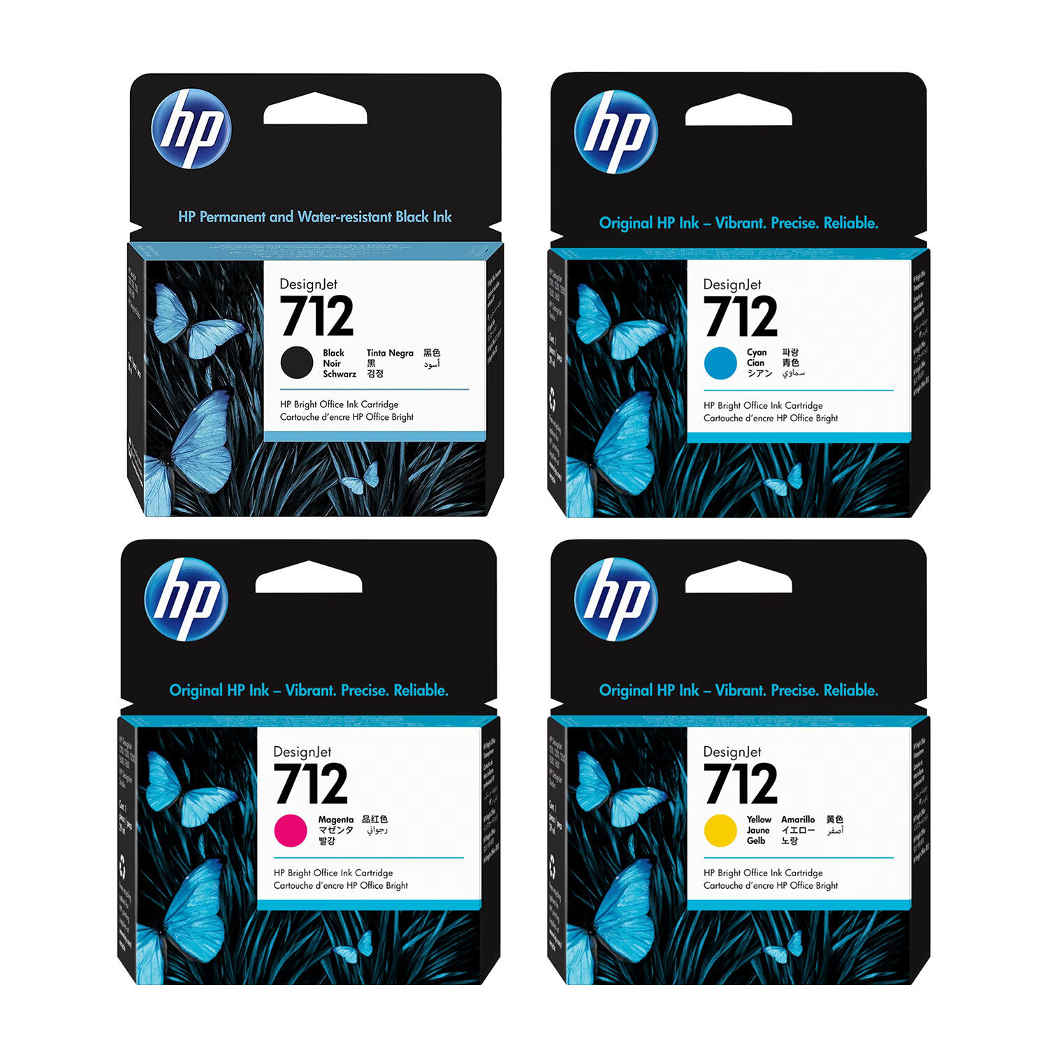HP 712 3ED71A 3ED67A 3ED68A 3ED69A Original Ink Cartridge Combo BK (80ml) CMY (29ml)