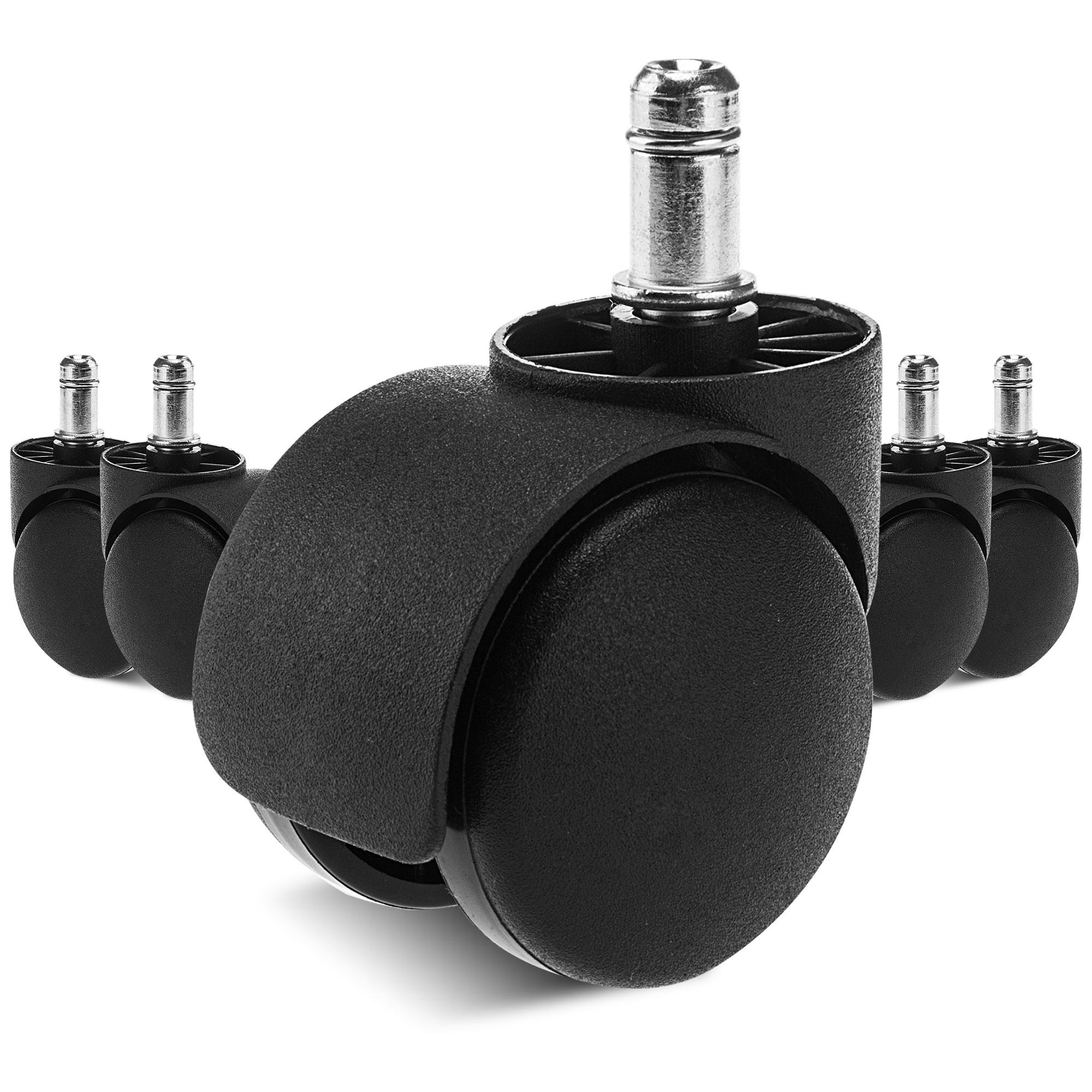 Universal Office Task Chair Casters, Encased with Nylon material, Set of 5, Black