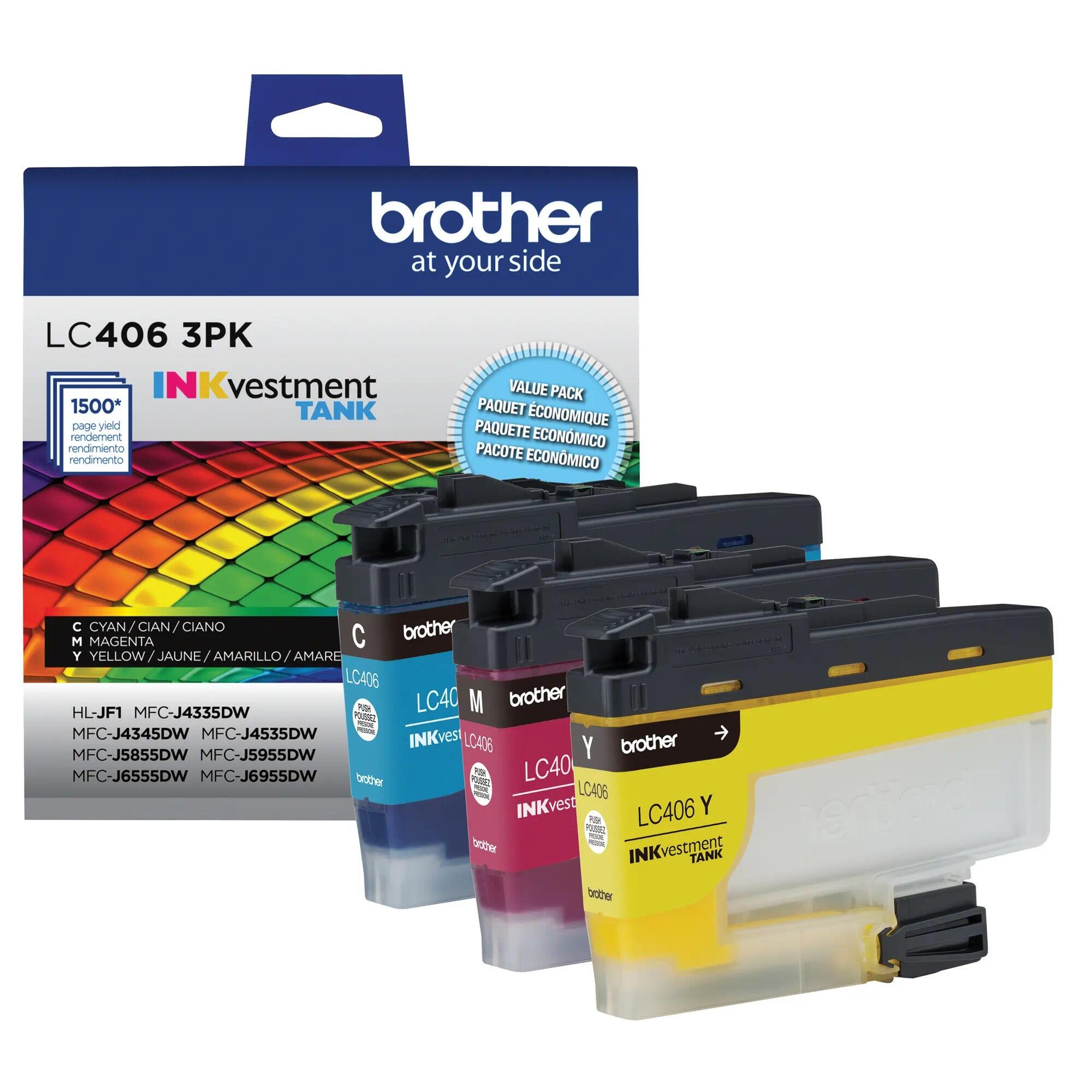 Brother LC406 Original Color Ink Cartridge Combo C/M/Y