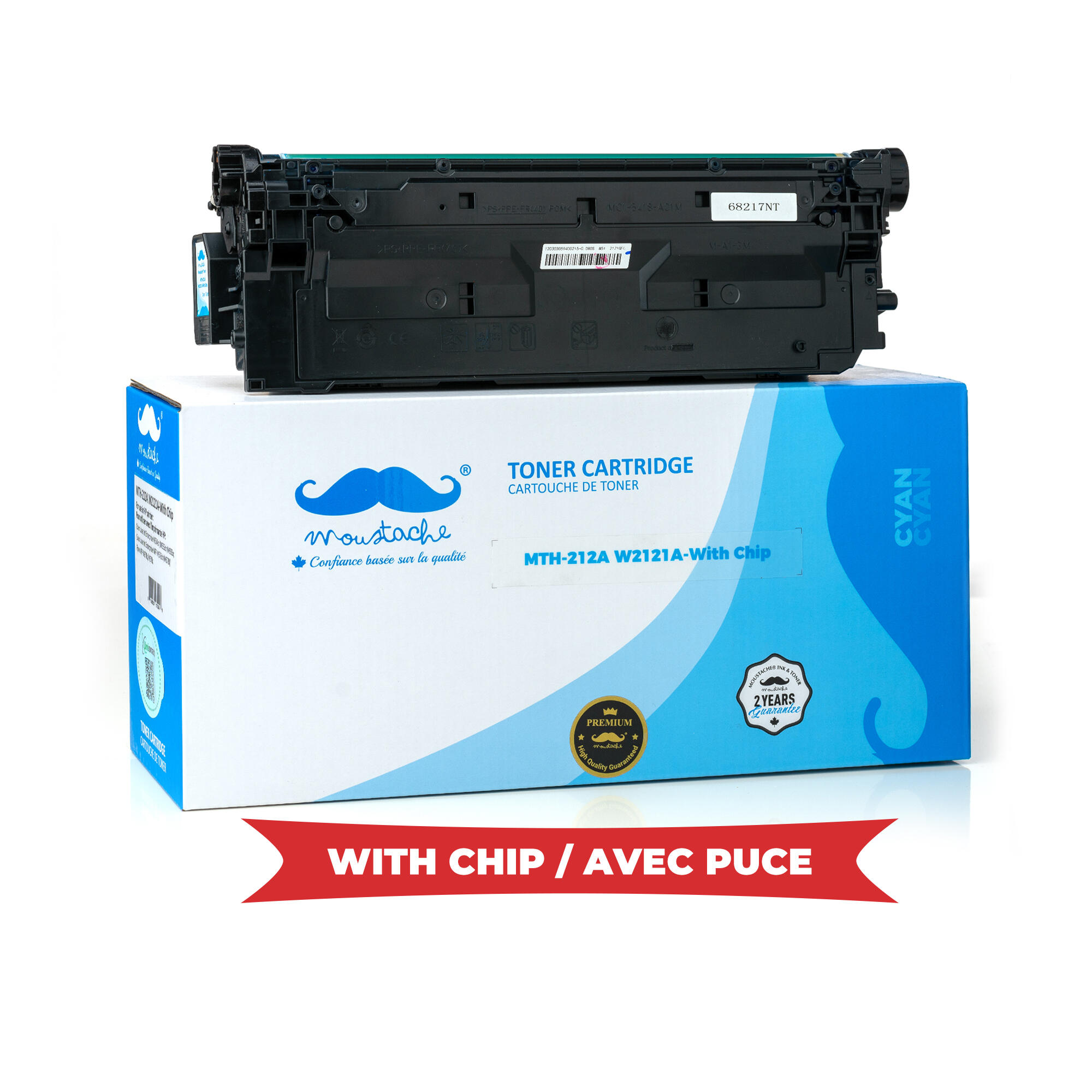 Remanufactured HP 212A W2121A Cyan Toner Cartridge - With Chip - Moustache®