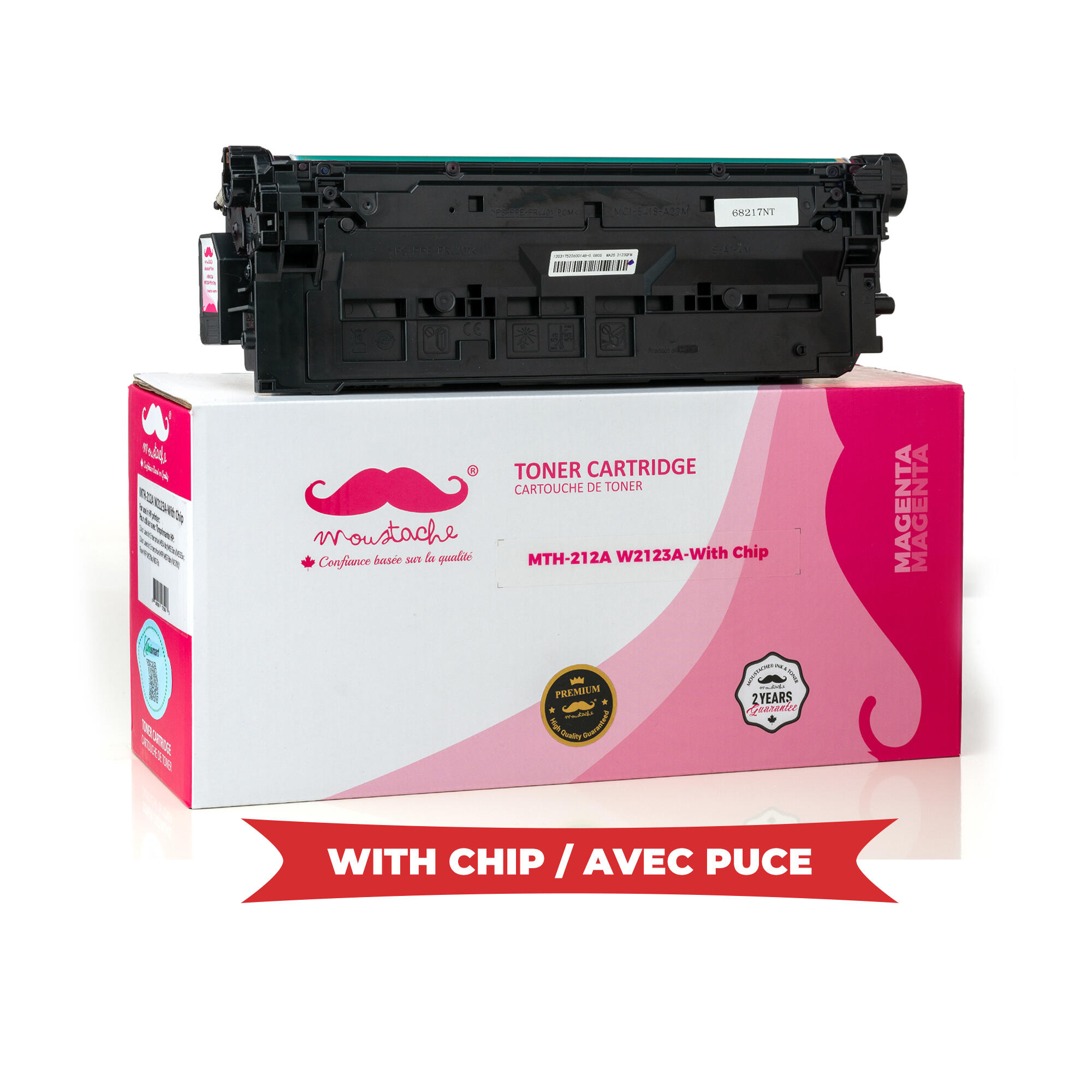 Remanufactured HP 212A W2123A Magenta Toner Cartridge - With Chip - Moustache®