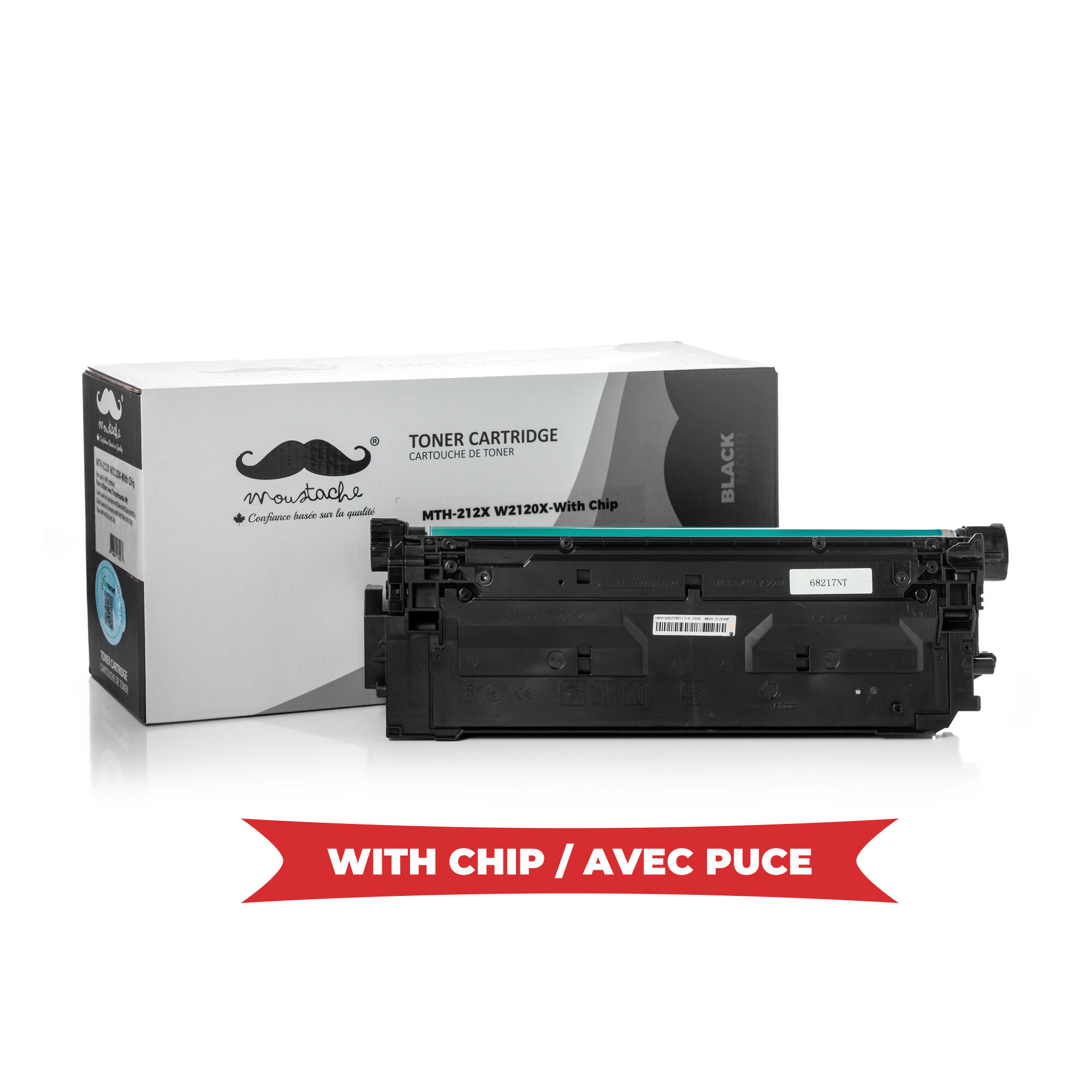 Remanufactured HP 212X W2120X Black Toner Cartridge High Yield - With Chip - Moustache®