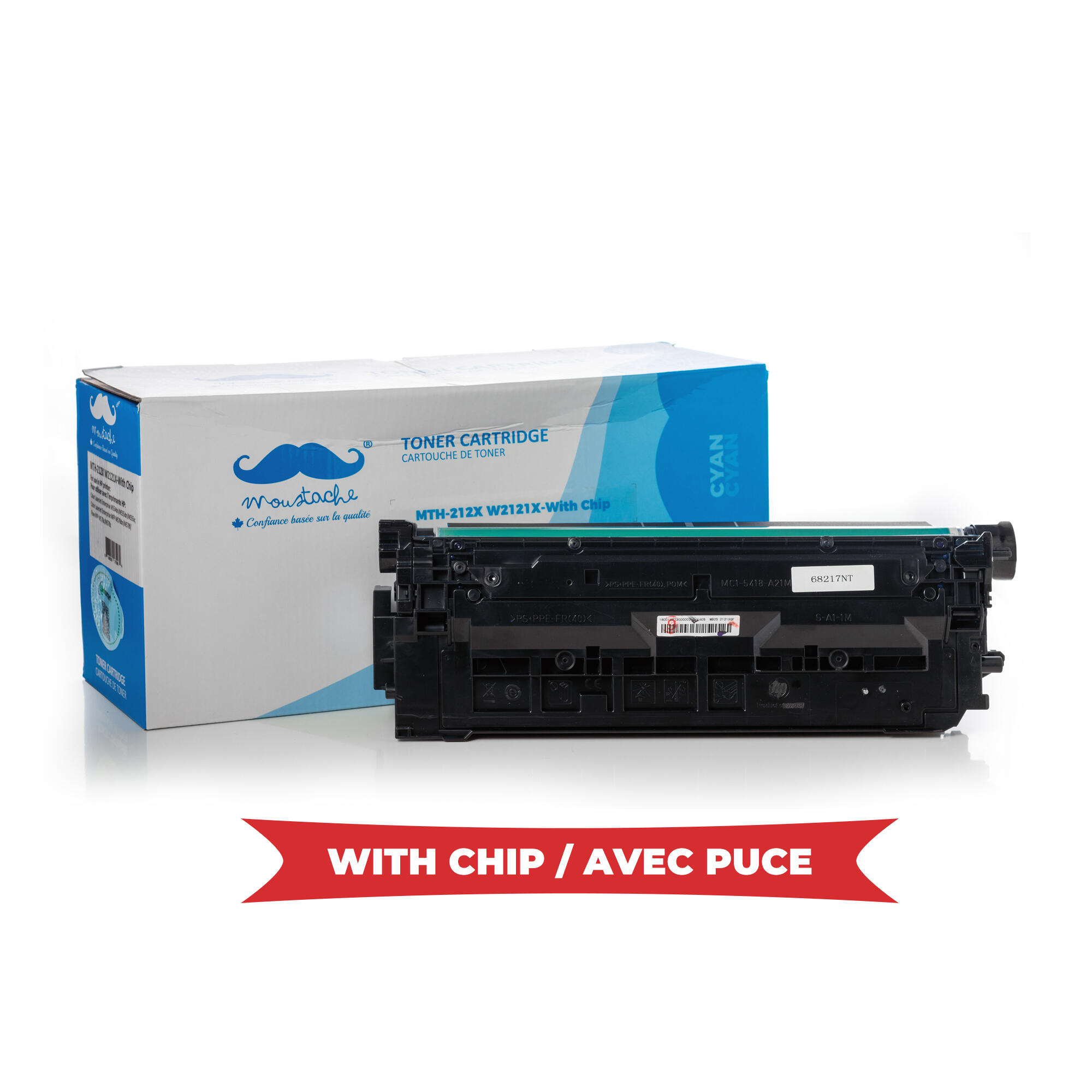 Remanufactured HP 212X W2121X Cyan Toner Cartridge High Yield - With Chip - Moustache®