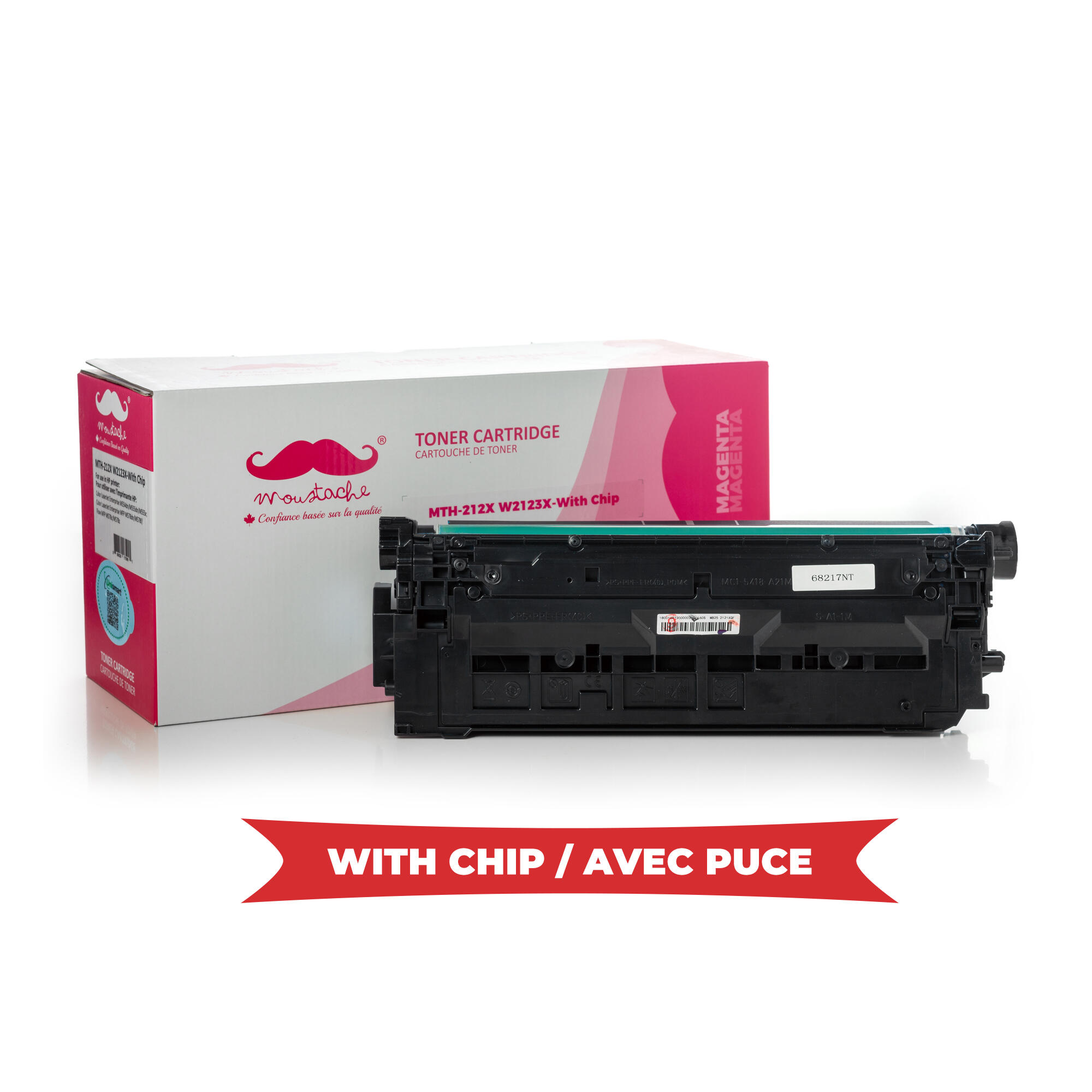 Remanufactured HP 212X W2123X Magenta Toner Cartridge High Yield - With Chip - Moustache®