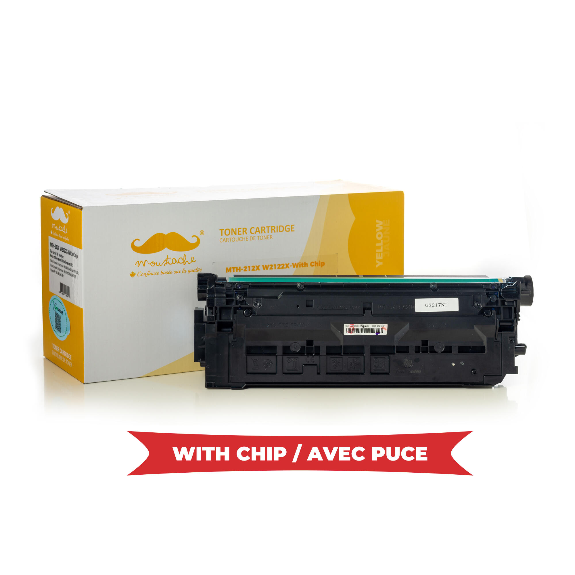 Remanufactured HP 212X W2122X Yellow Toner Cartridge High Yield - With Chip - Moustache®