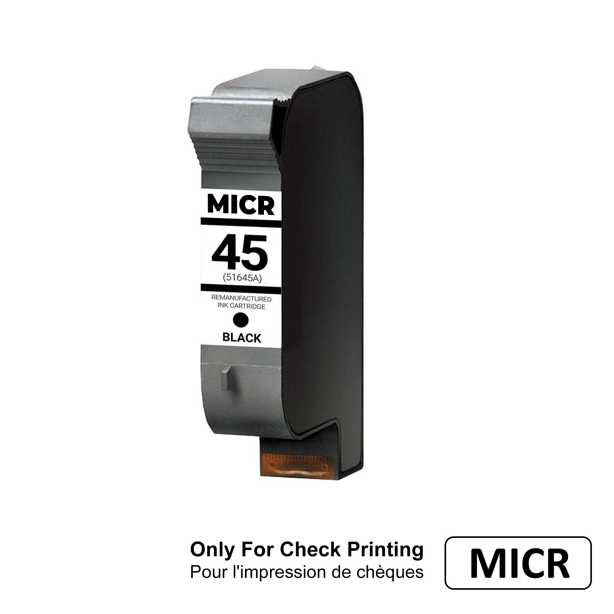 Remanufactured HP 45 51645A/D MICR Black Ink Cartridge - For Check Printing Only