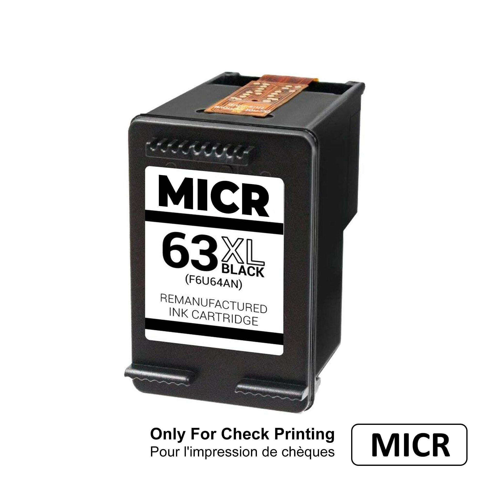 Remanufactured HP 63XL F6U64AN MICR Black Ink Cartridge High Yield - For Check Printing Only