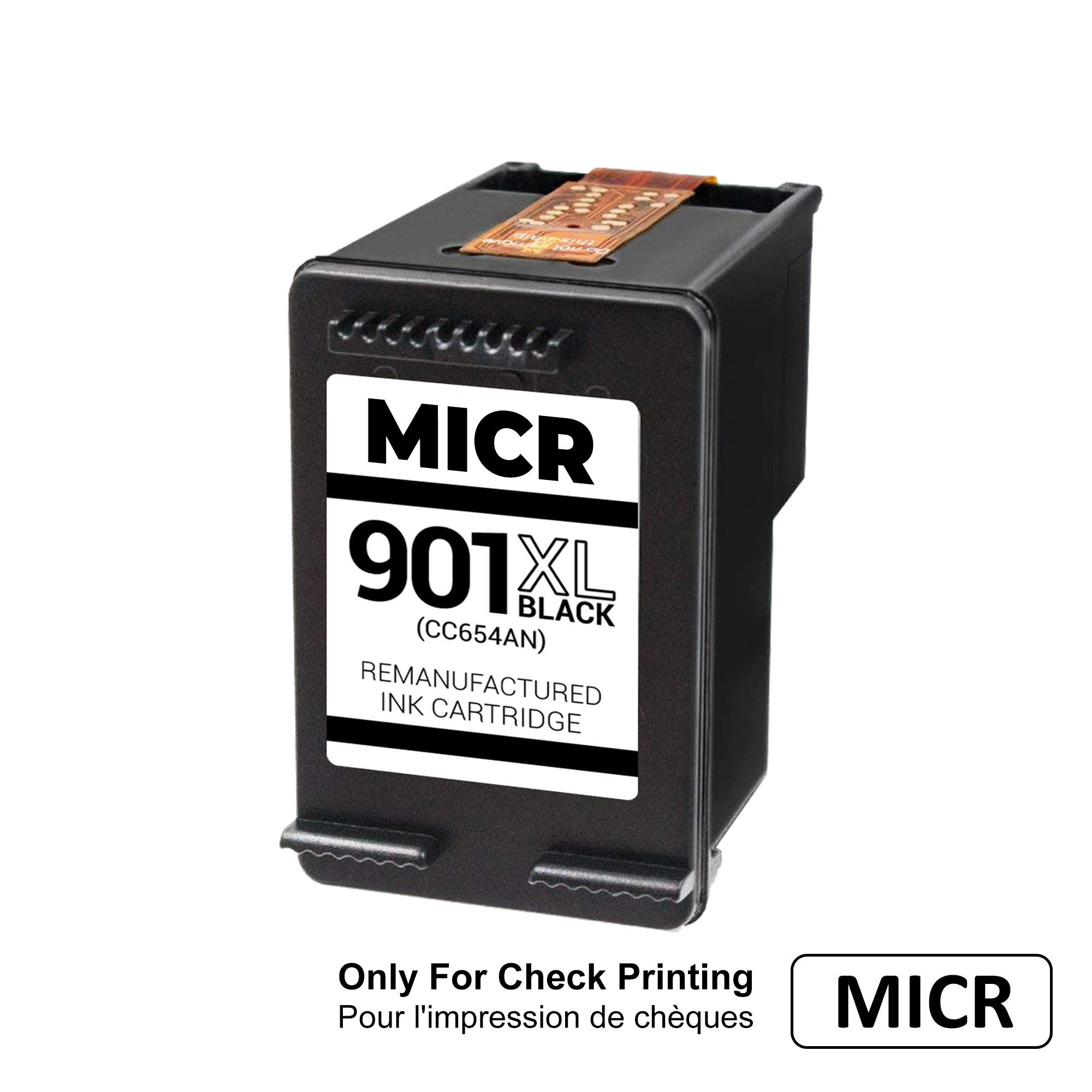 Remanufactured HP 901XL CC654AN MICR Black Ink Cartridge High Yield - For Check Printing Only