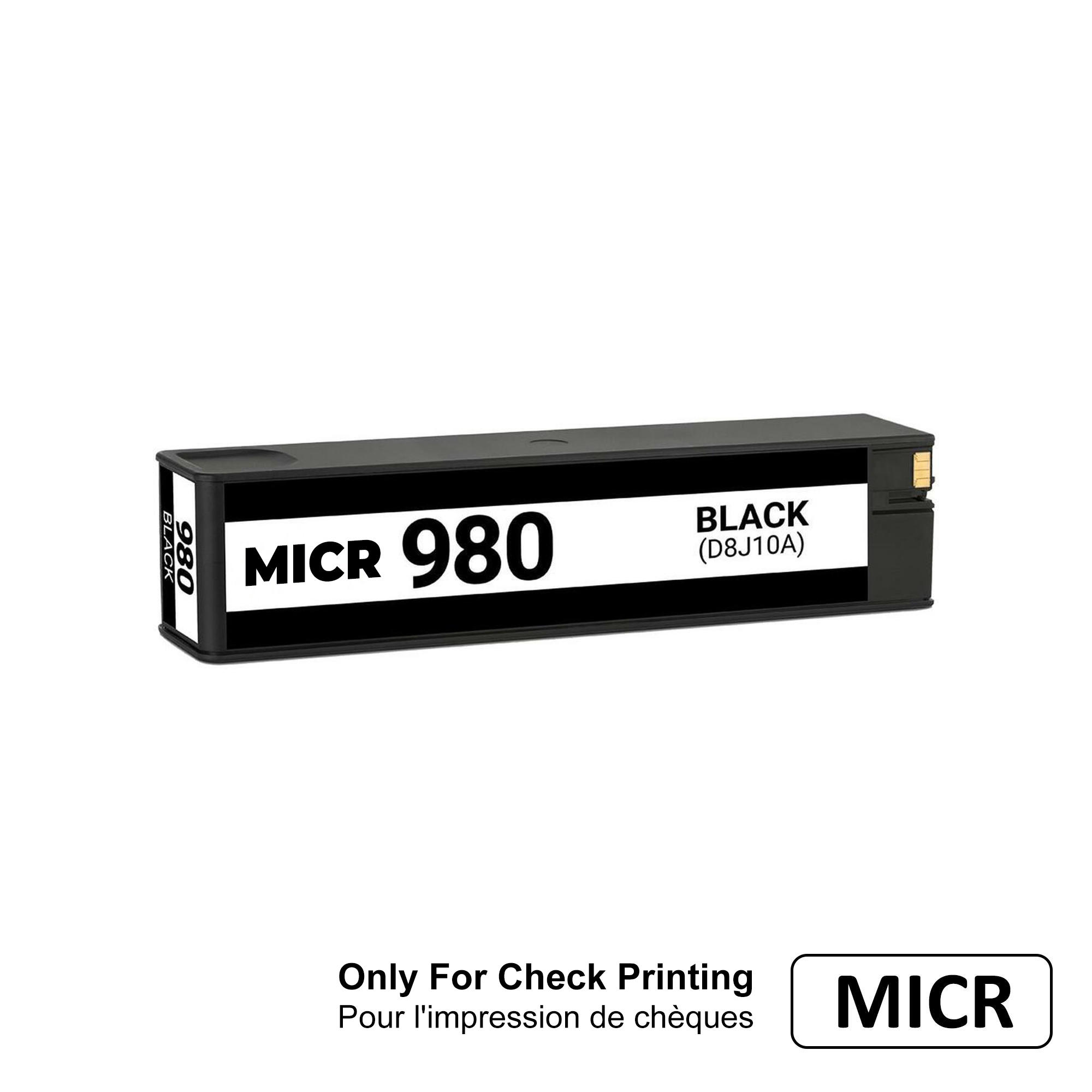 Remanufactured HP 980 D8J10A MICR Black Ink Cartridge - For Check Printing Only