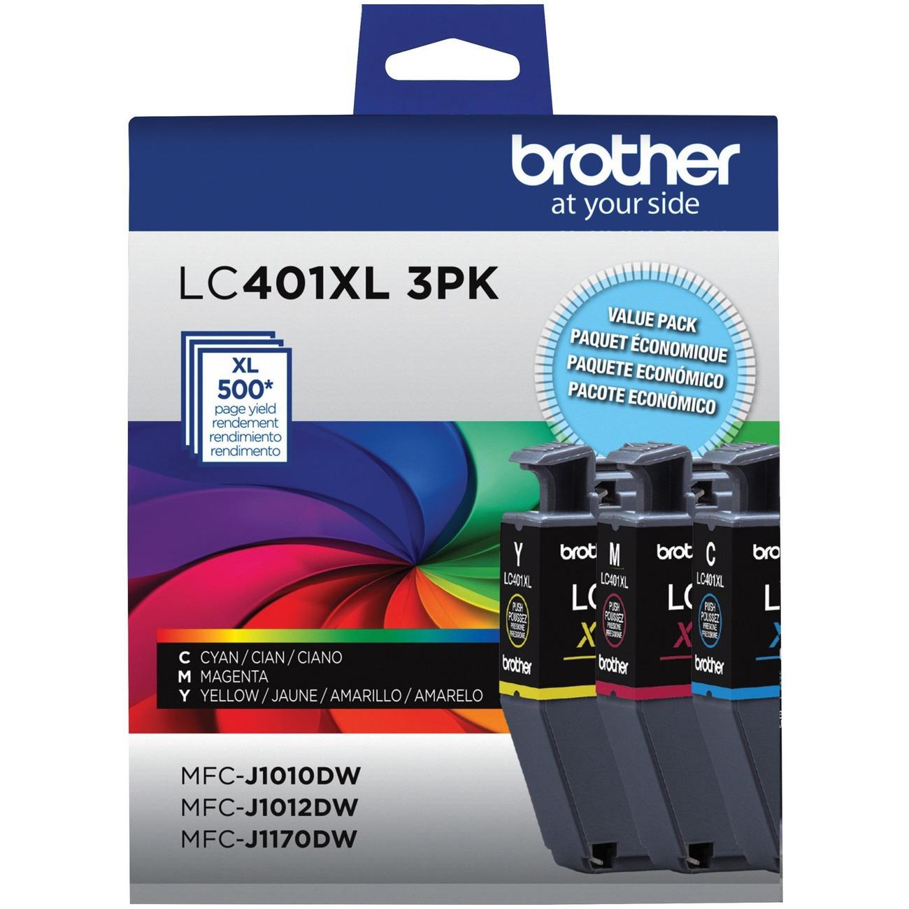 Brother LC401XL Original Color Ink Cartridge Combo High Yield C/M/Y