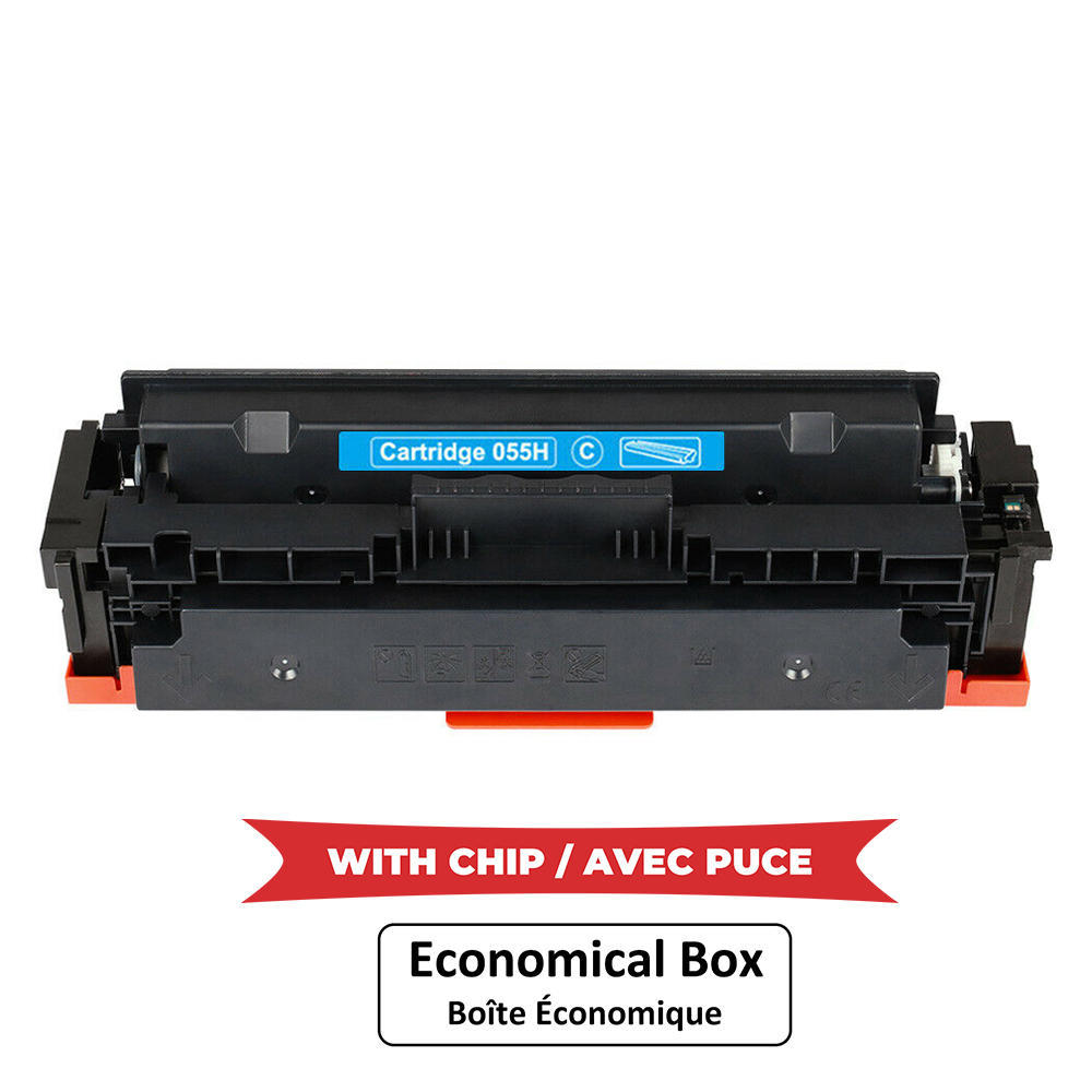 Canon 055H 3019C001 Compatible Cyan Toner Cartridge High Yield - With Chip - Economical Box