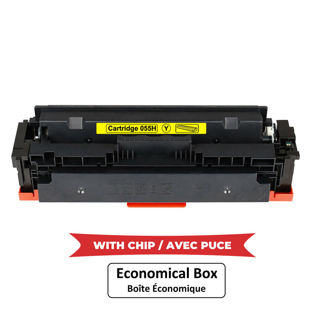 Canon 055H 3017C001 Compatible Yellow Toner Cartridge High Yield - With Chip - Economical Box