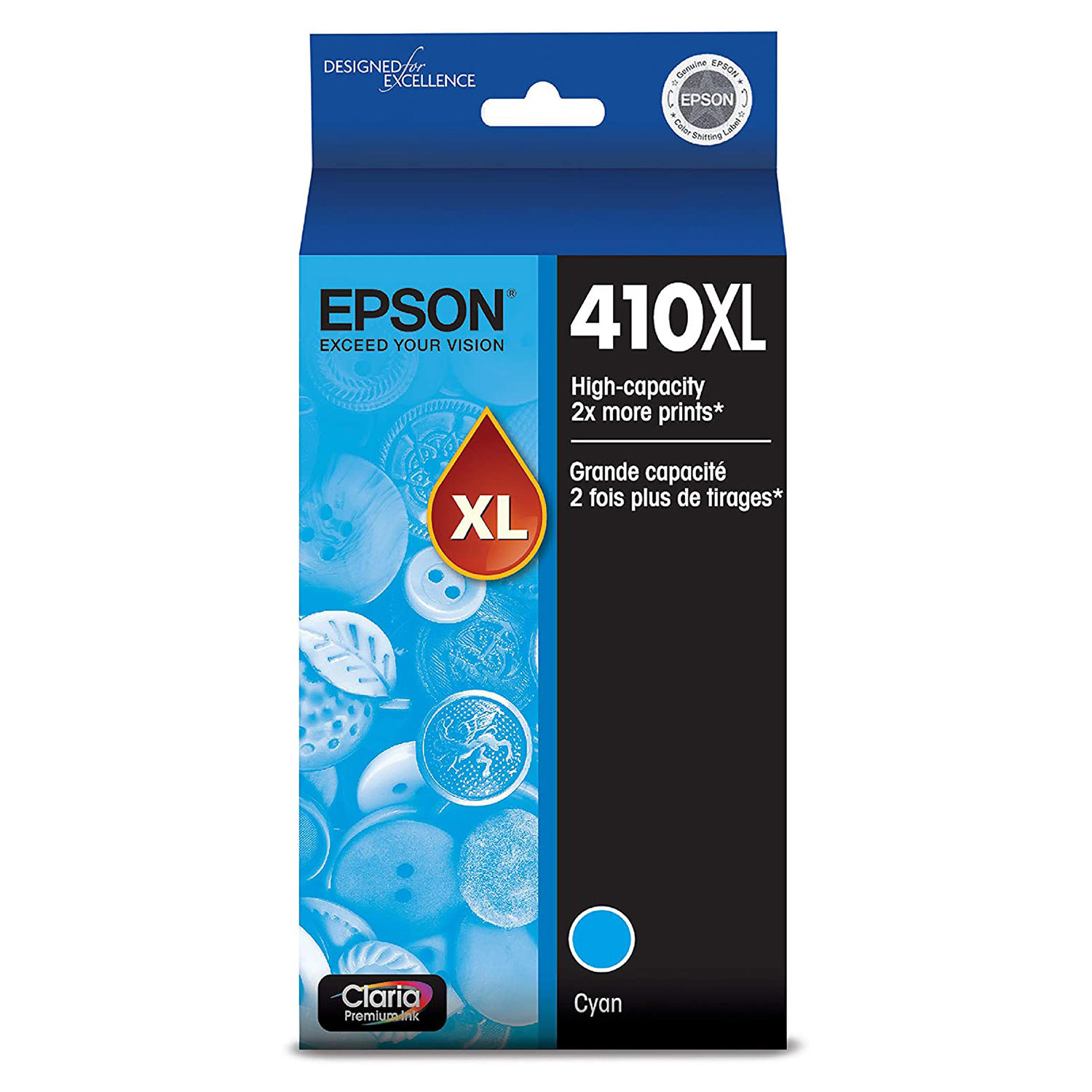 Epson 410XL T410XL220-S Original Cyan Ink Cartridge High Yield