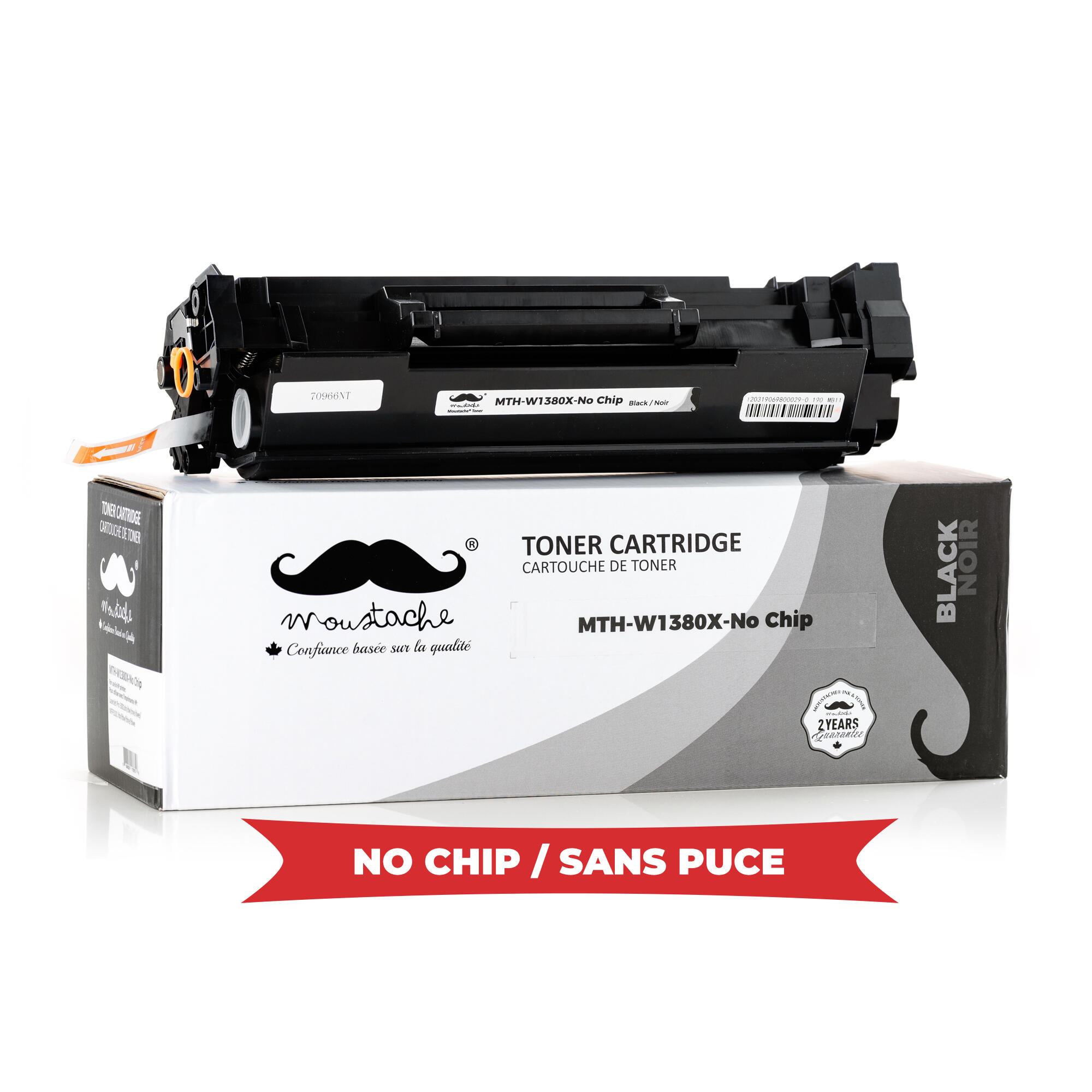 Compatible HP 138X W1380X Black Toner Cartridge High Yield - No Chip - Moustache®