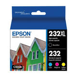 Epson T232XL-BCS T232XL Black & T232 Color Original Ink Cartridge Combo High Yield BK/C/M/Y