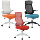 Chic Ergonomic High-Back Mesh Office Chair with Flip Up Arms, Black and White Design - Moustache®