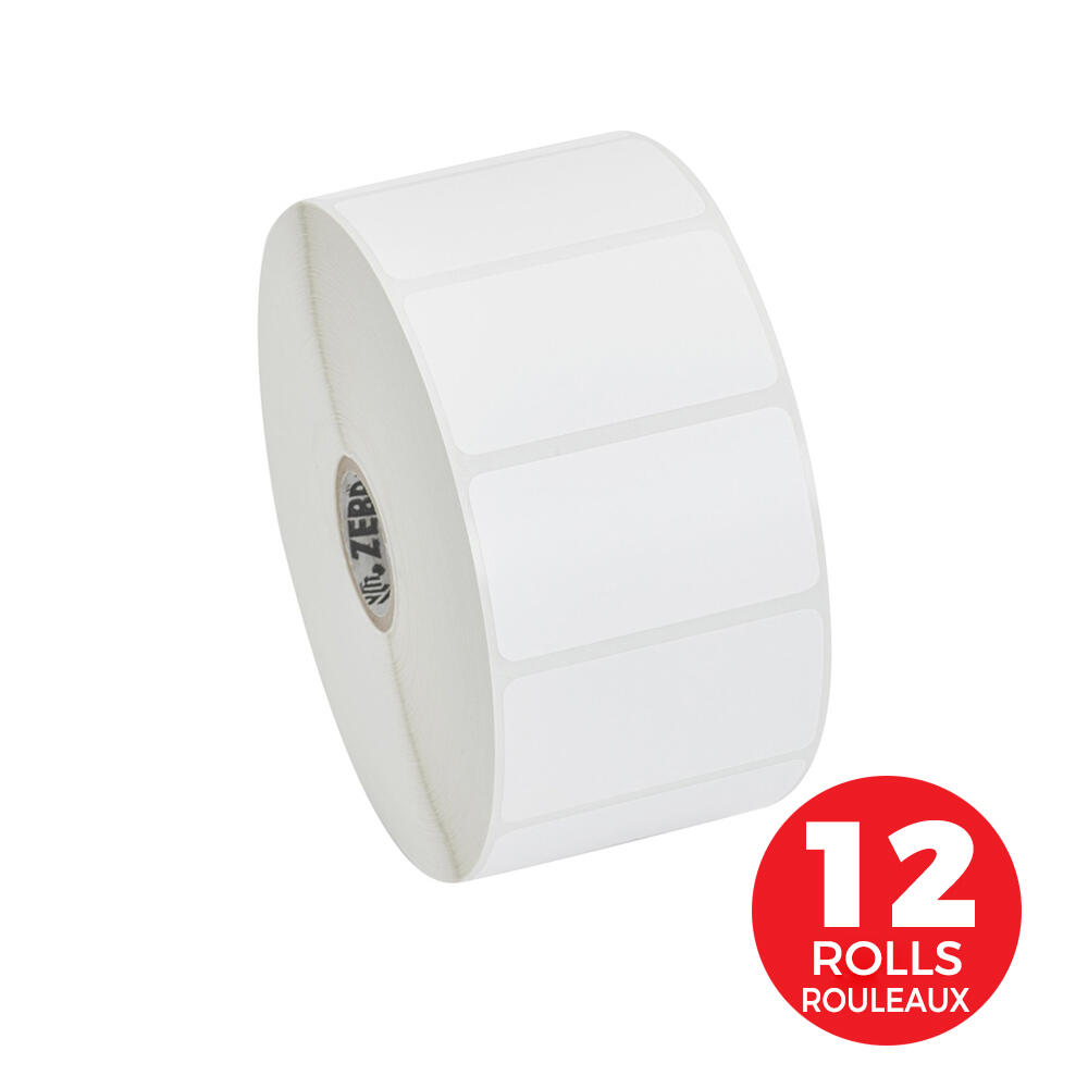 Zebra® Z-Select 4000D Direct Thermal Transfer Labels, 2.25"x1.25", 2100/Roll, 12 Rolls/Box, Original