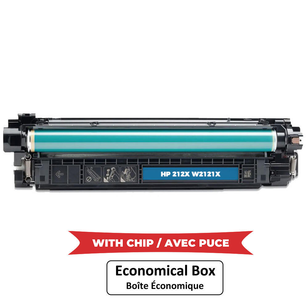 Compatible HP 212X W2121X Cyan Toner Cartridge High Yield - With Chip - Economical Box