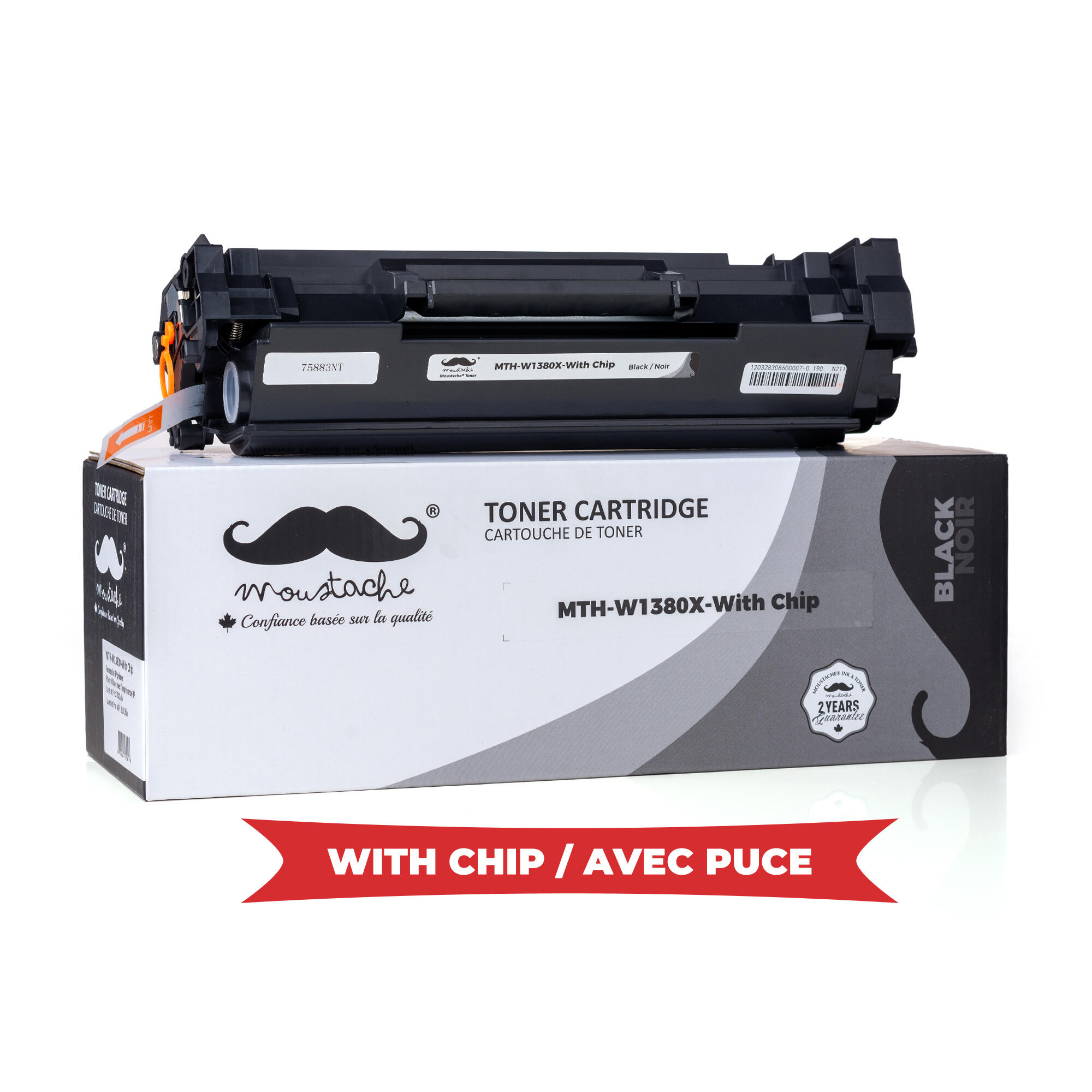 Compatible HP 138X W1380X Black Toner Cartridge High Yield - With Chip - Moustache®