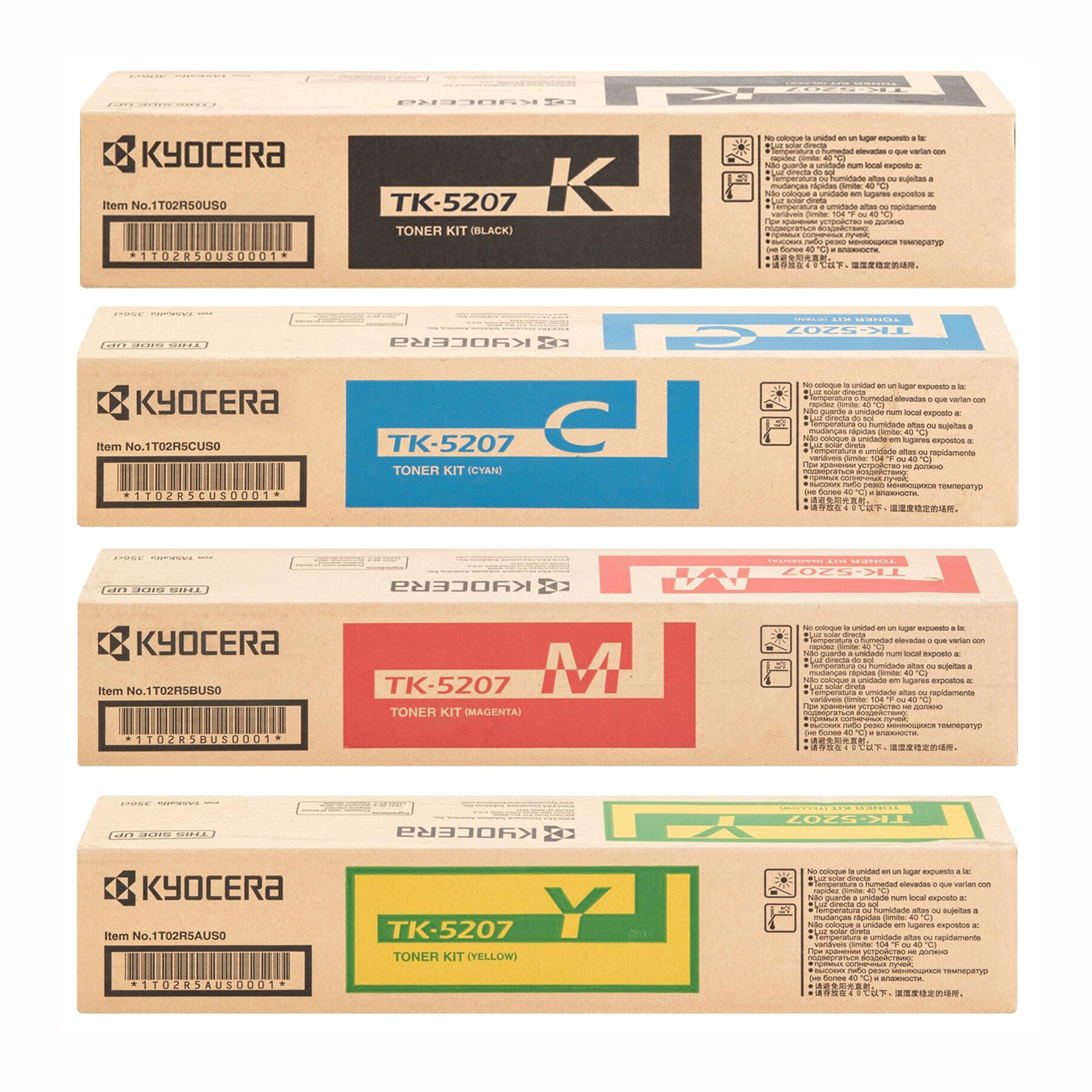 Kyocera-Mita TK-5207K TK-5207C TK-5207M TK-5207Y Original Toner Cartridge Combo BK/C/M/Y