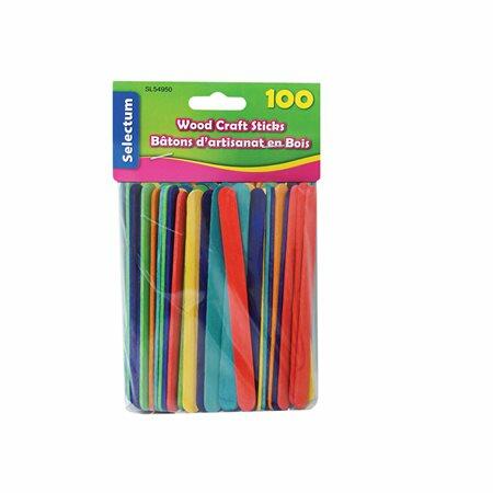 Craft Wood Sticks, Assorted Colours, 100 Counts/Pack，4.5 in