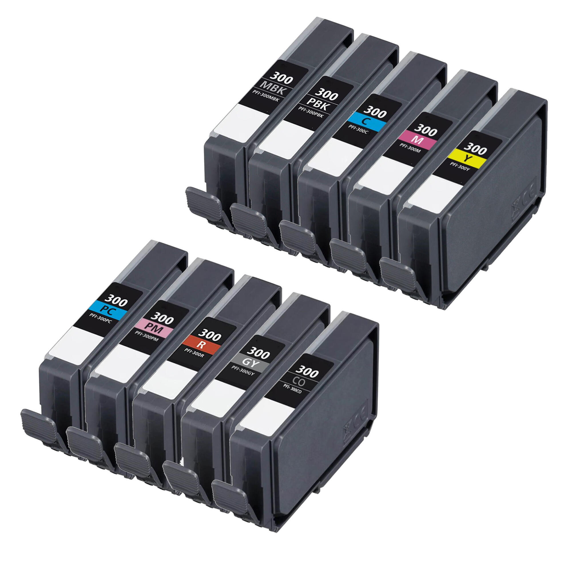 Canon PFI-300 Compatible Ink Cartridge Combo MBK/PBK/C/M/Y/PC/PM/R/GY/CO