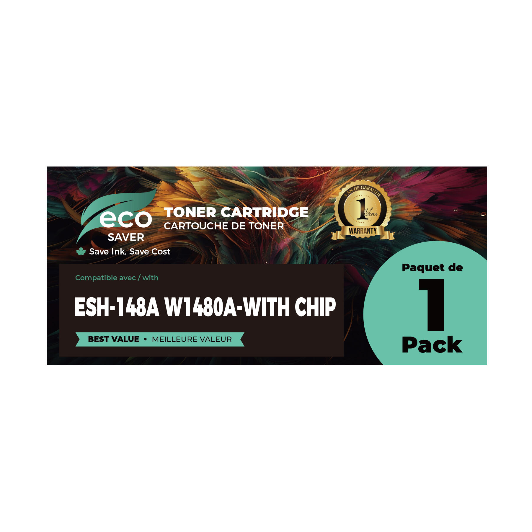 Compatible HP 148A W1480A Black Toner Cartridge - With Chip - Eco-Saver