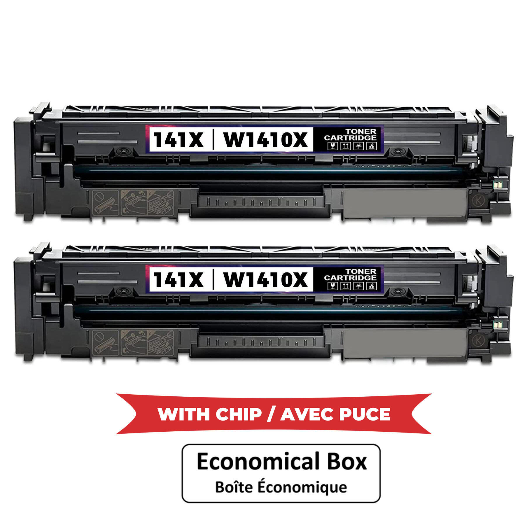 Compatible HP 141X W1410X Black Toner Cartridge High Yield - With Chip - Economical Box