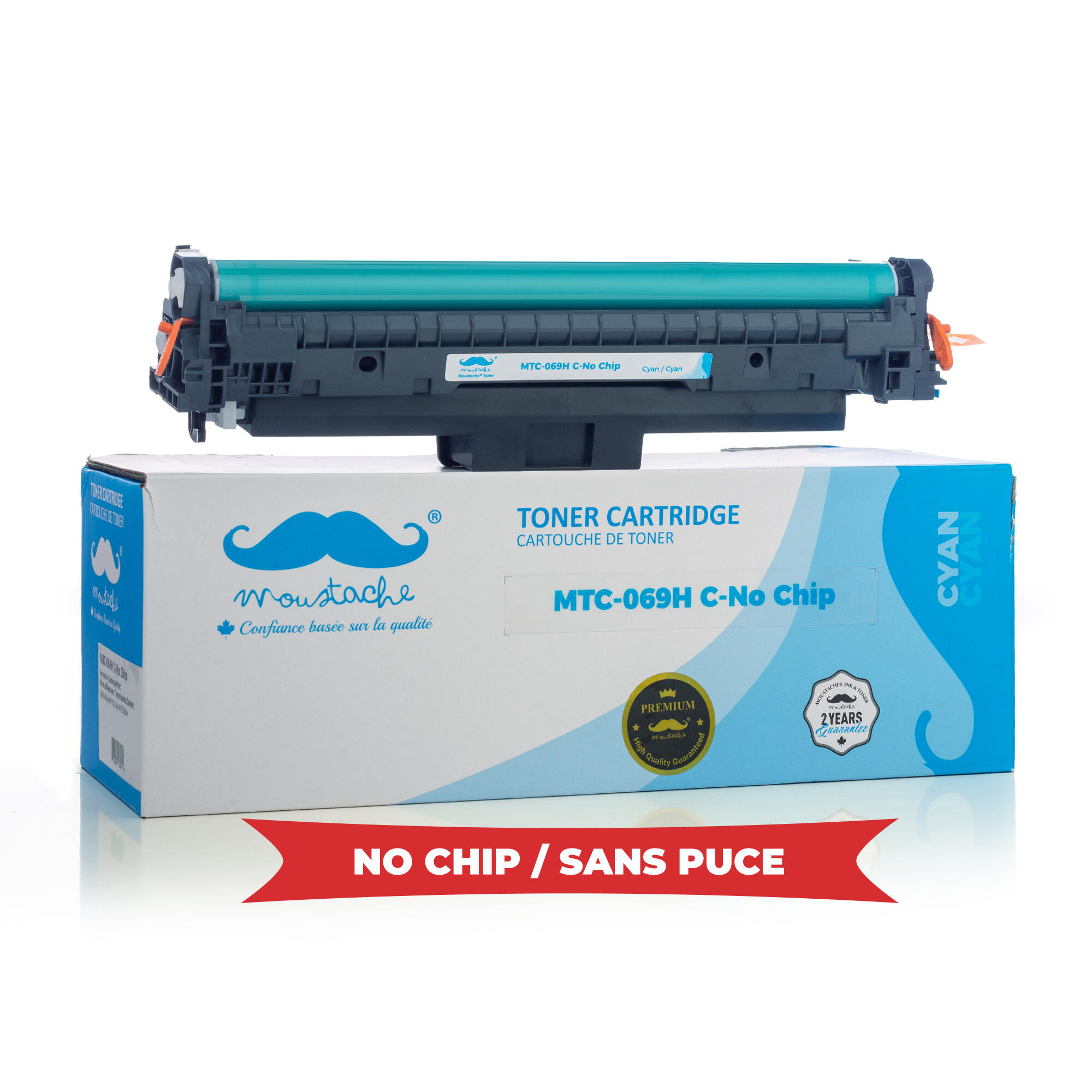 Canon 069H 5097C001 Compatible Cyan Toner Cartridge High Yield - No Chip - Moustache®