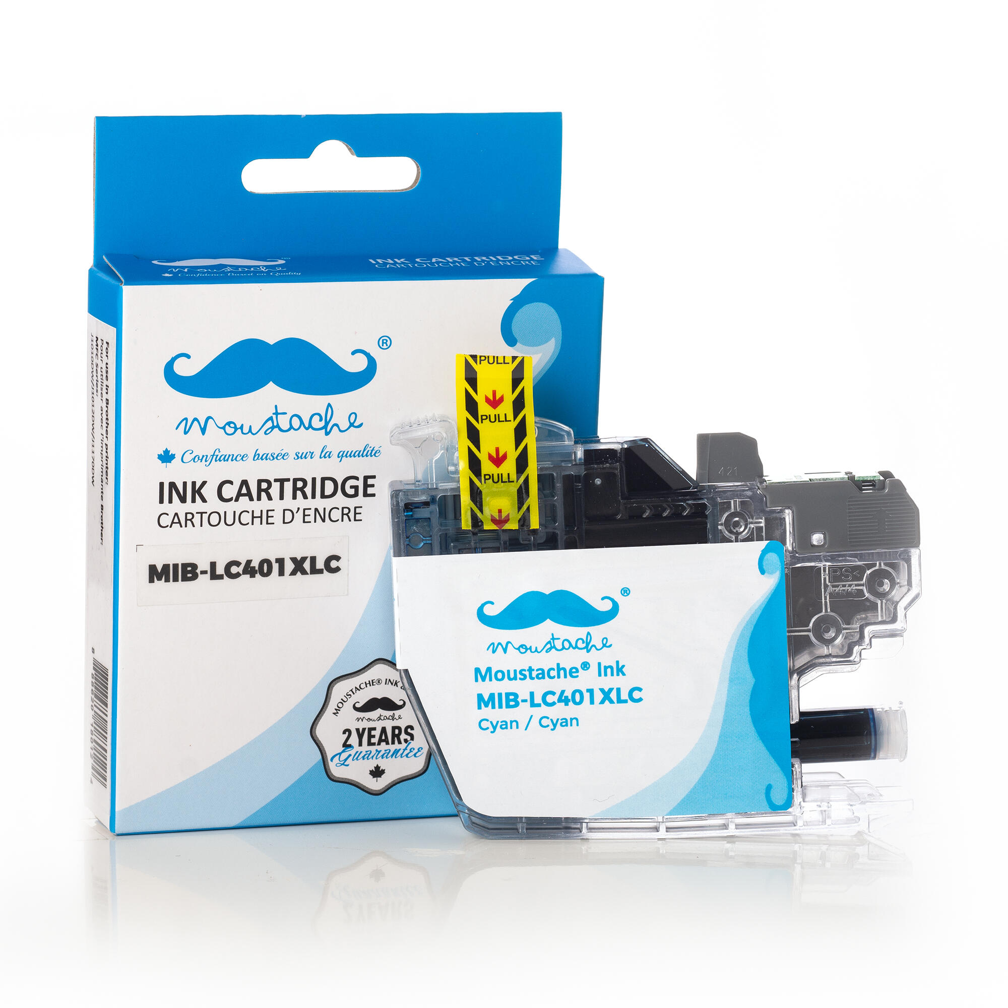 Brother LC401XLC Compatible Cyan Ink Cartridge High Yield - Moustache® - 1/Pack