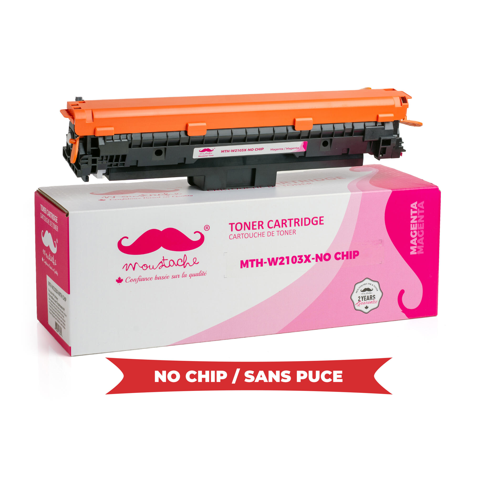 Compatible HP 210X W2103X Magenta Toner Cartridge High Yield - No Chip - Moustache®