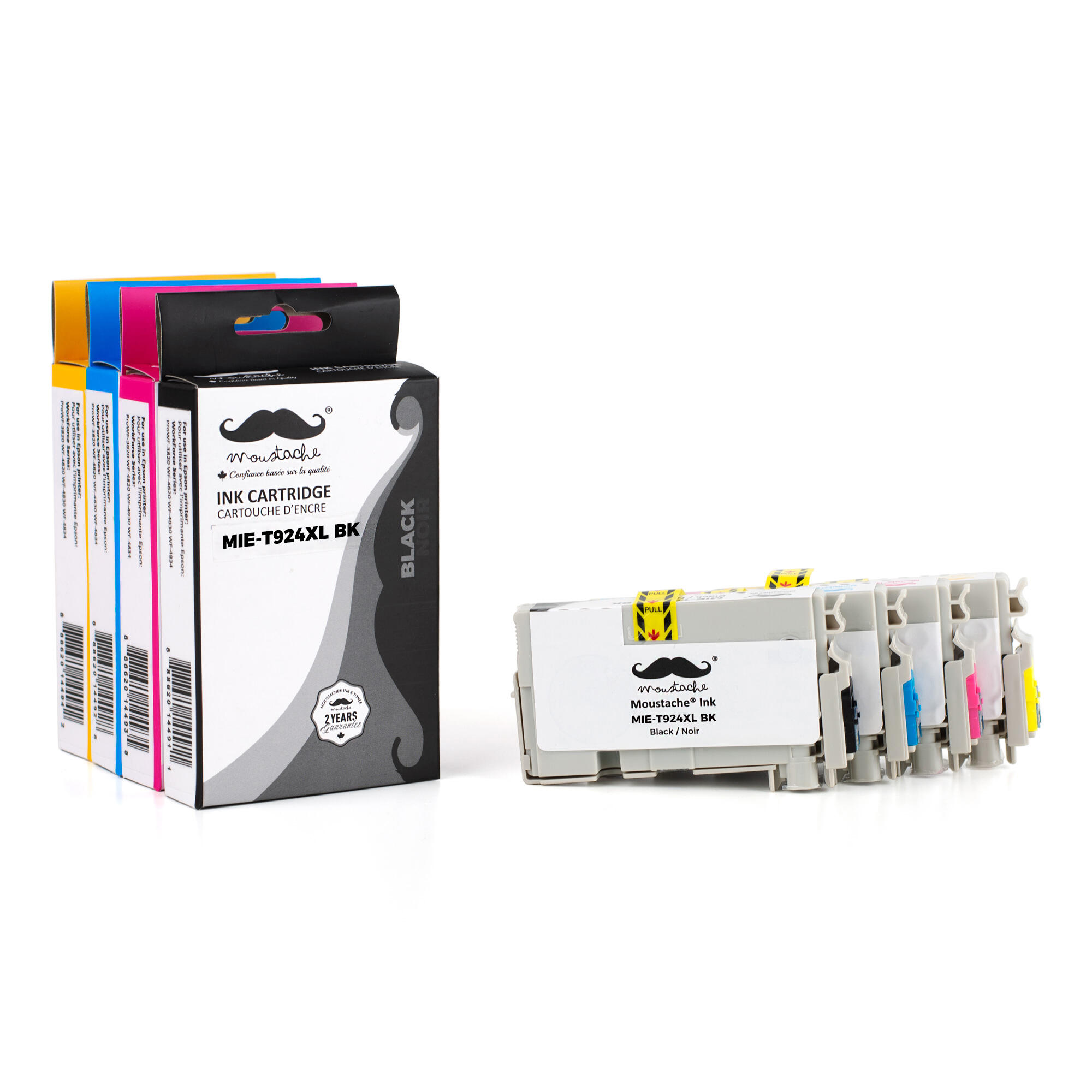 Epson T924XL Remanufactured Ink Cartridge Combo High Yield BK/C/M/Y - Moustache®